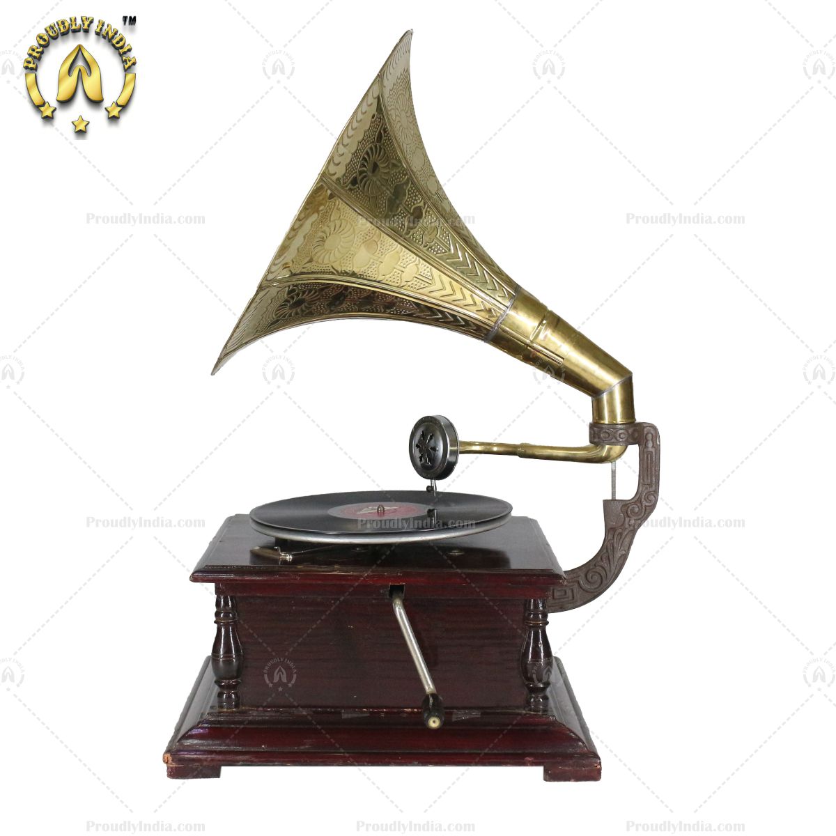 His Master Voice Dark Walnut Gramophone With Horn