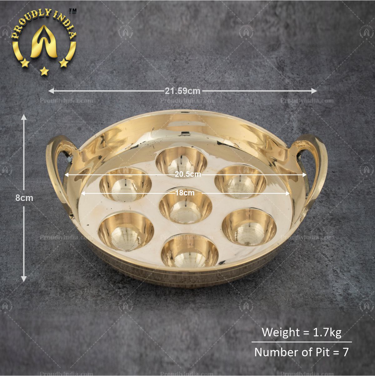 7 Pits Brass Paniyaram Pan