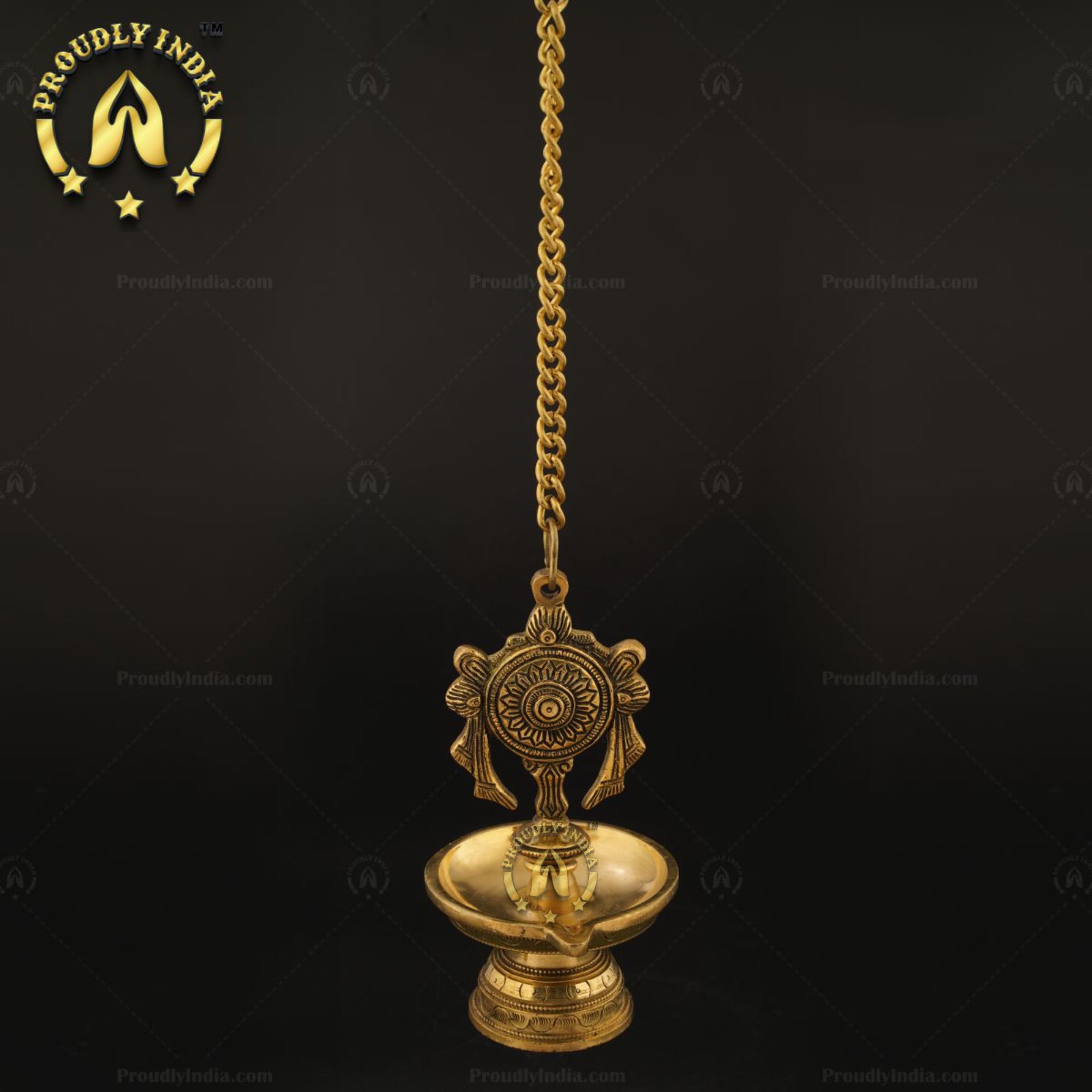 Traditional Brass Wall Hanging Sanghu Chakra Diya Set of 2