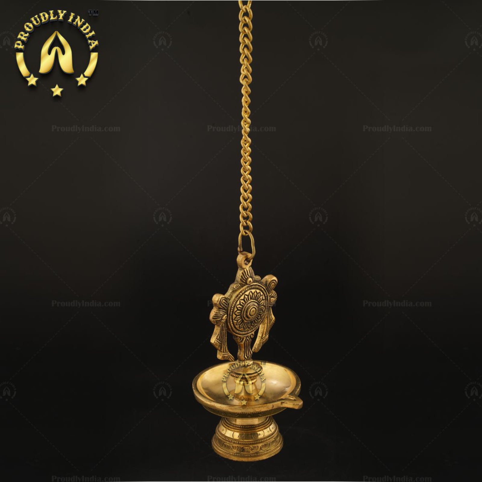 Traditional Brass Wall Hanging Sanghu Chakra Diya Set of 2