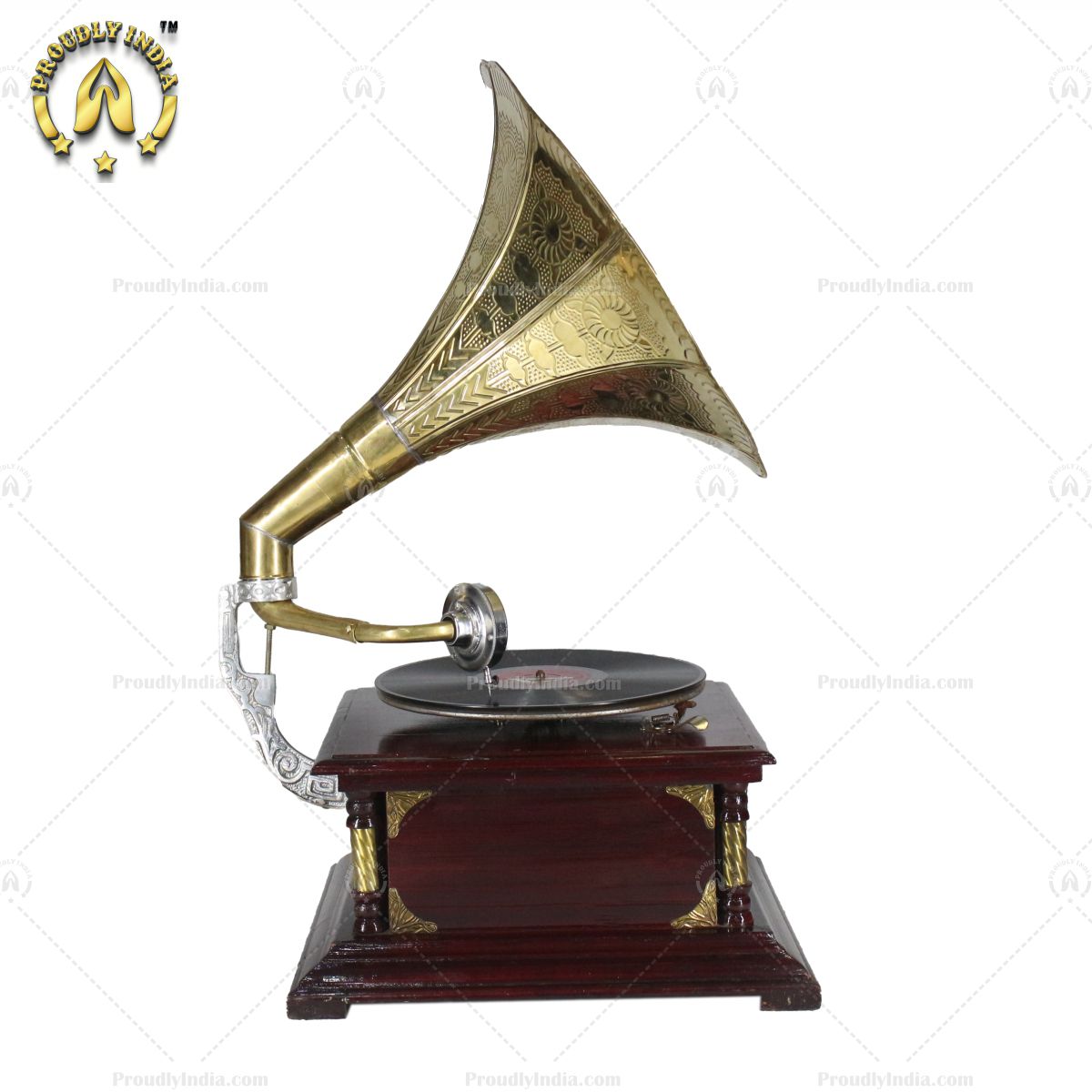 HMV Walnut Gramophone With Gold Accents