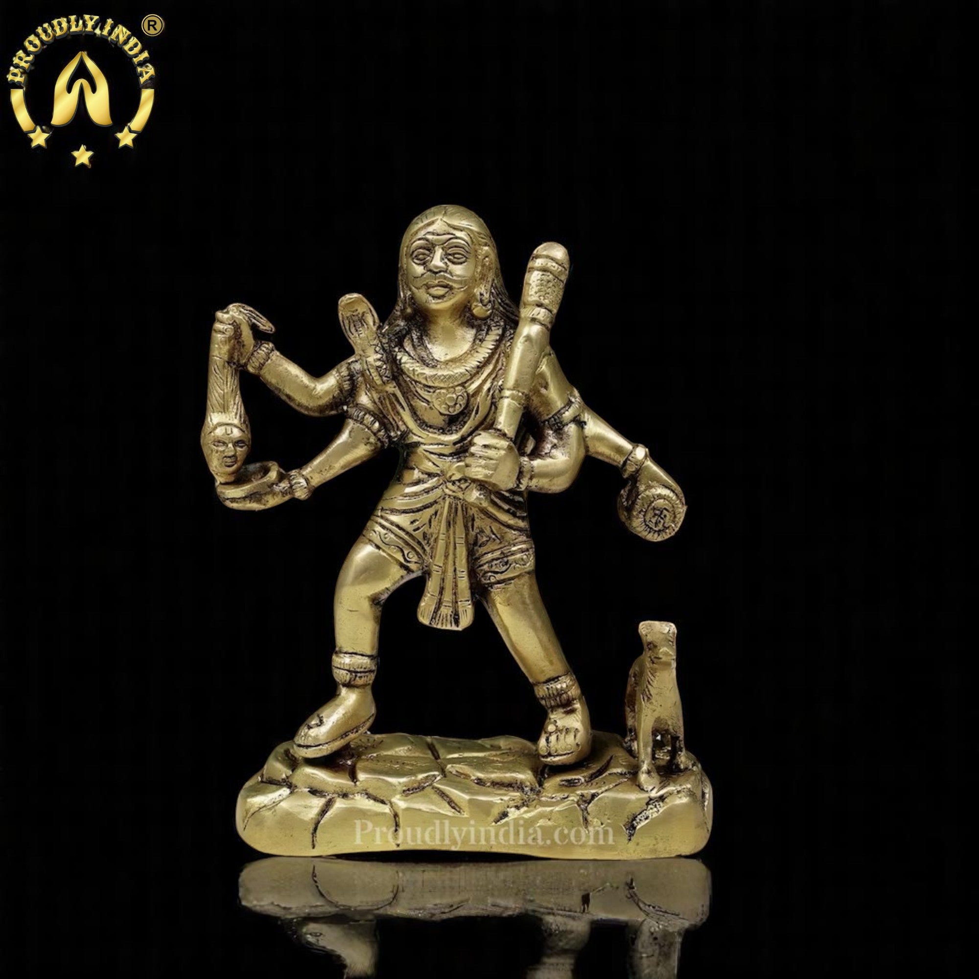 6.5" Brass Kal Bhairav Statue