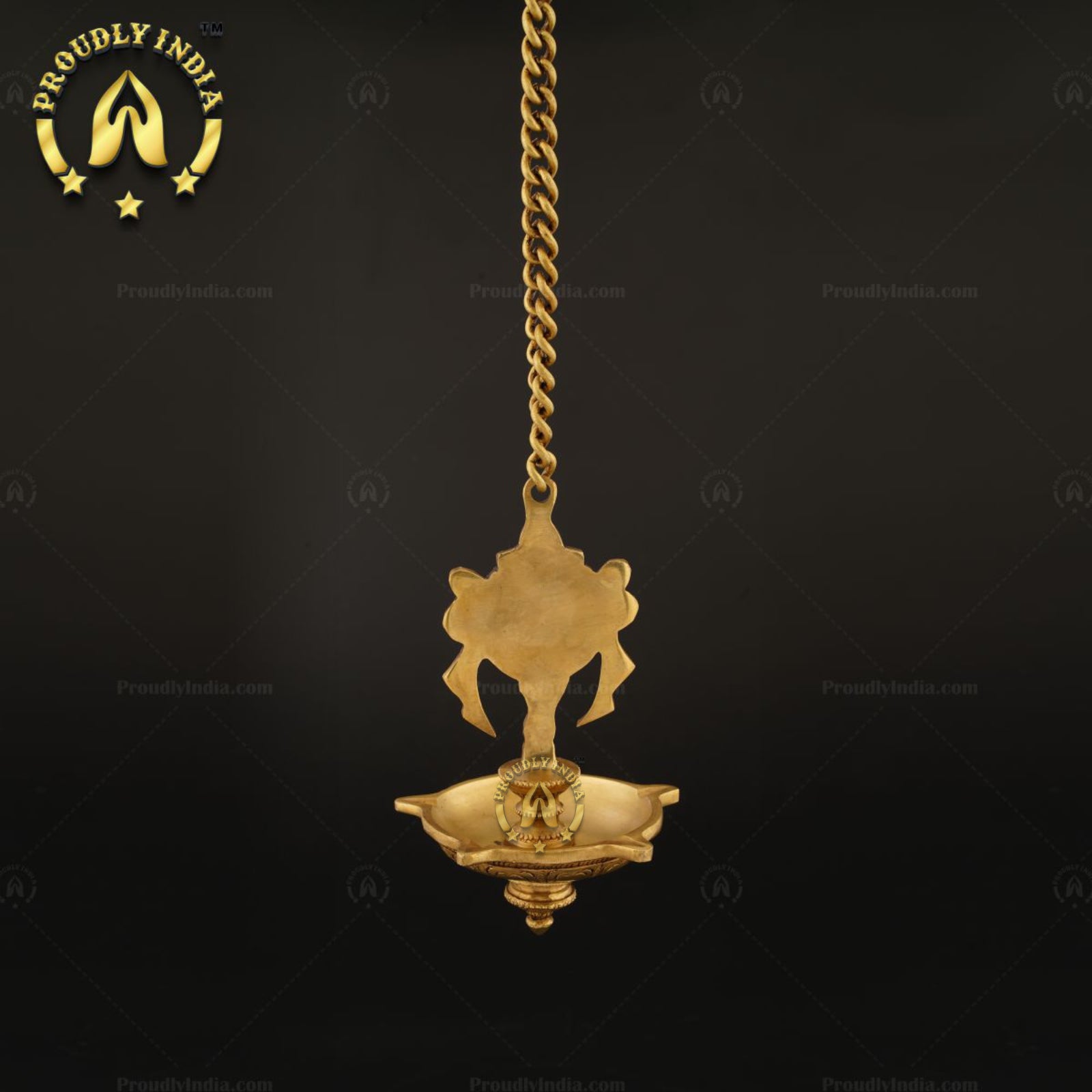 Traditional Brass Wall Hanging 5 Wicks Sangu Chakra Diya.