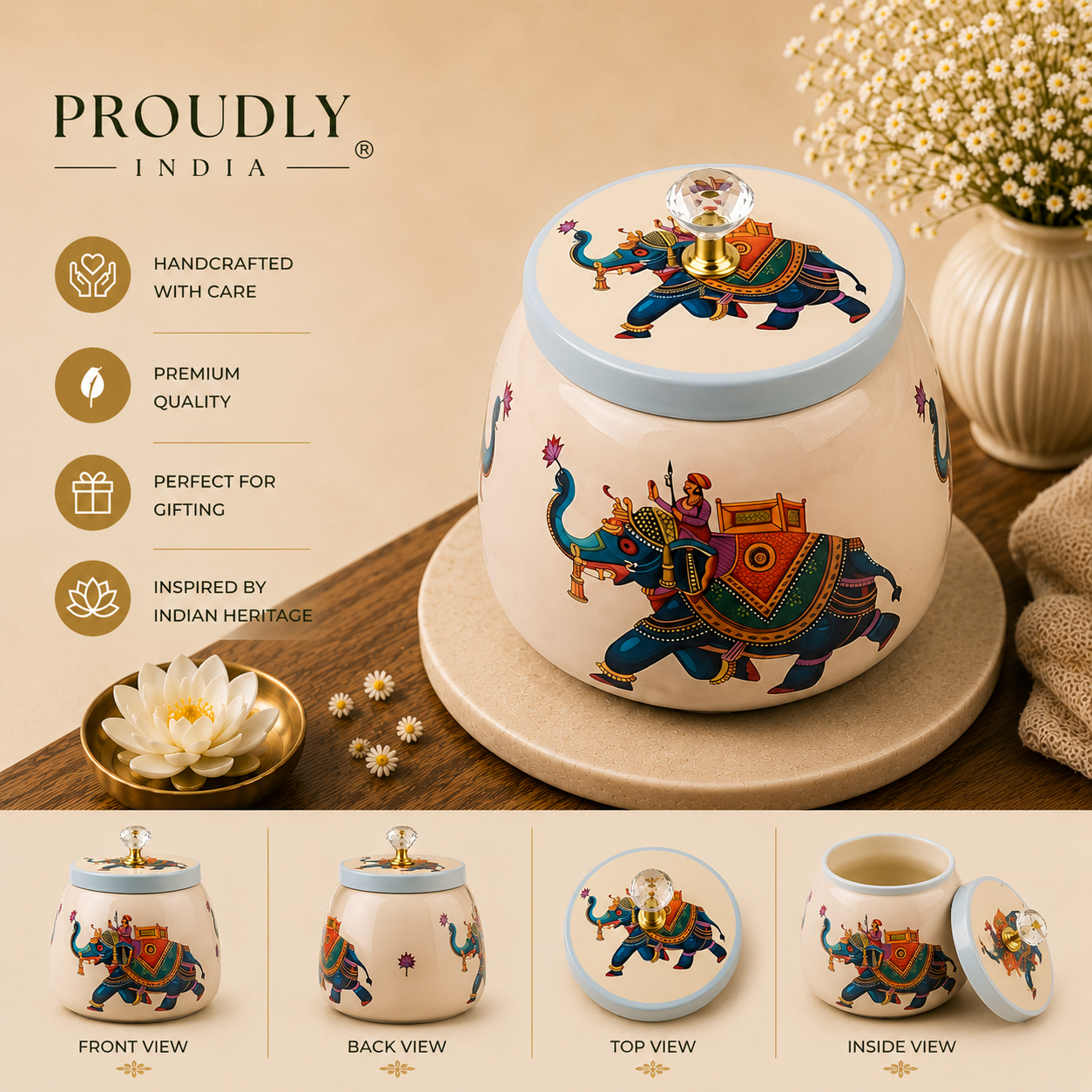 5" White Pichwai Jar ( Set of 25 )