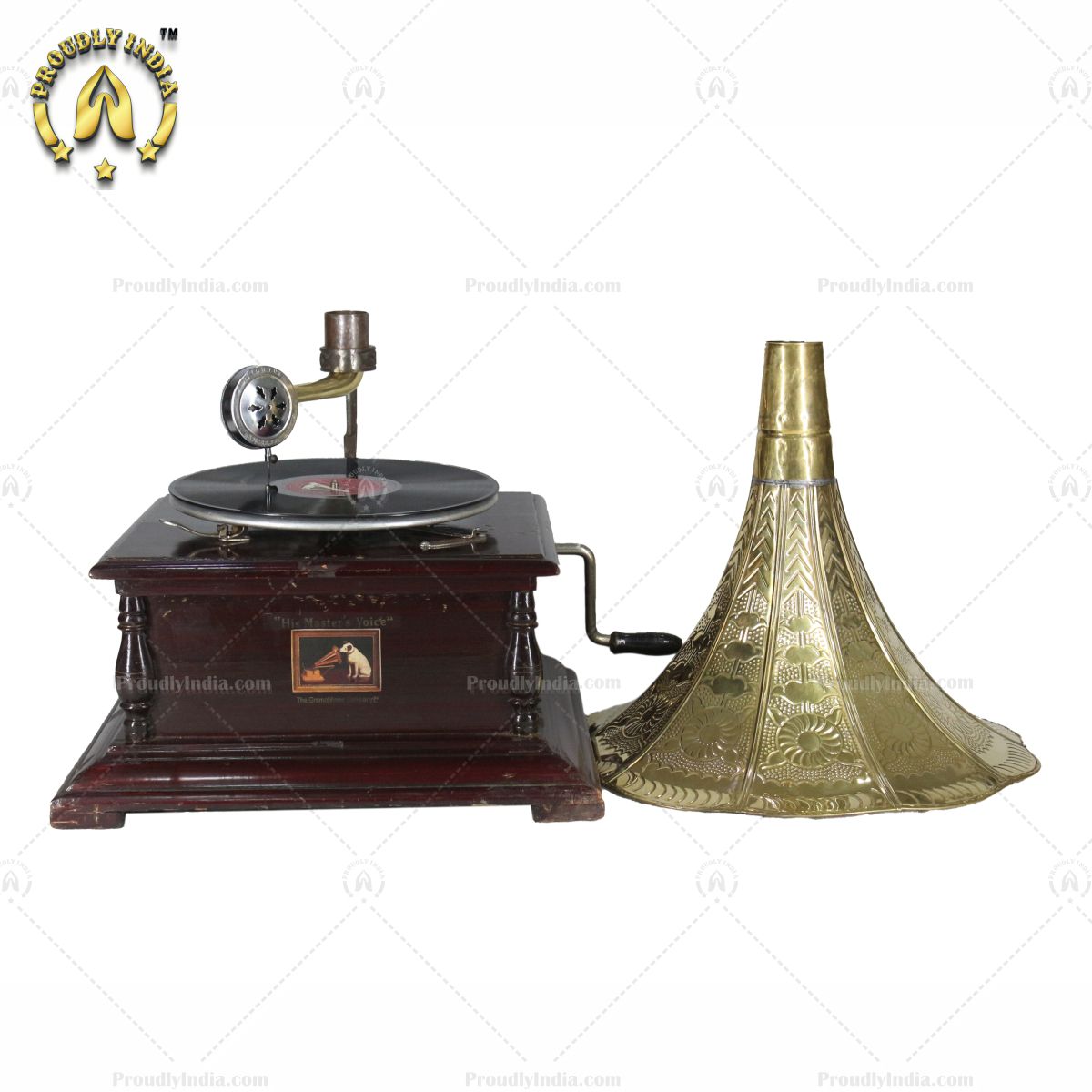 His Master Voice Dark Walnut Gramophone With Horn