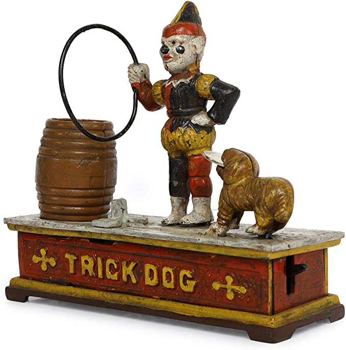 Iron Made Creative Barrale Money-Trick Dog Piggy Bank