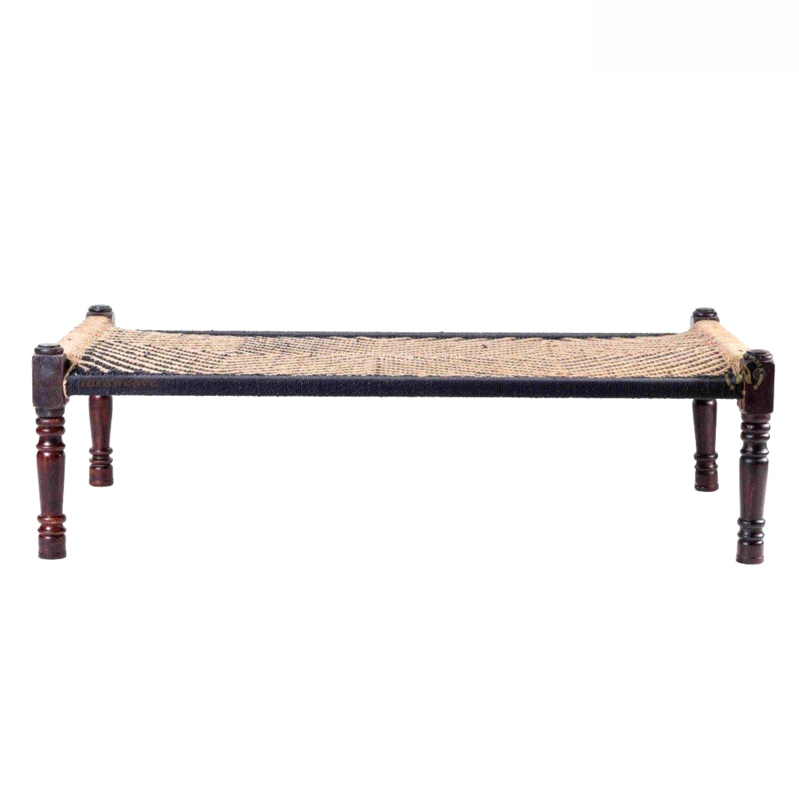 Black and Beige Cotton Rope Charpai