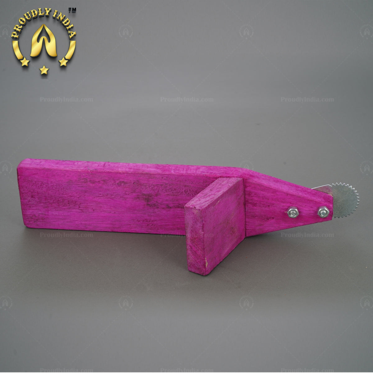 Traditional Iron Vegetable Cutter, Wood Coconut Thiruvi