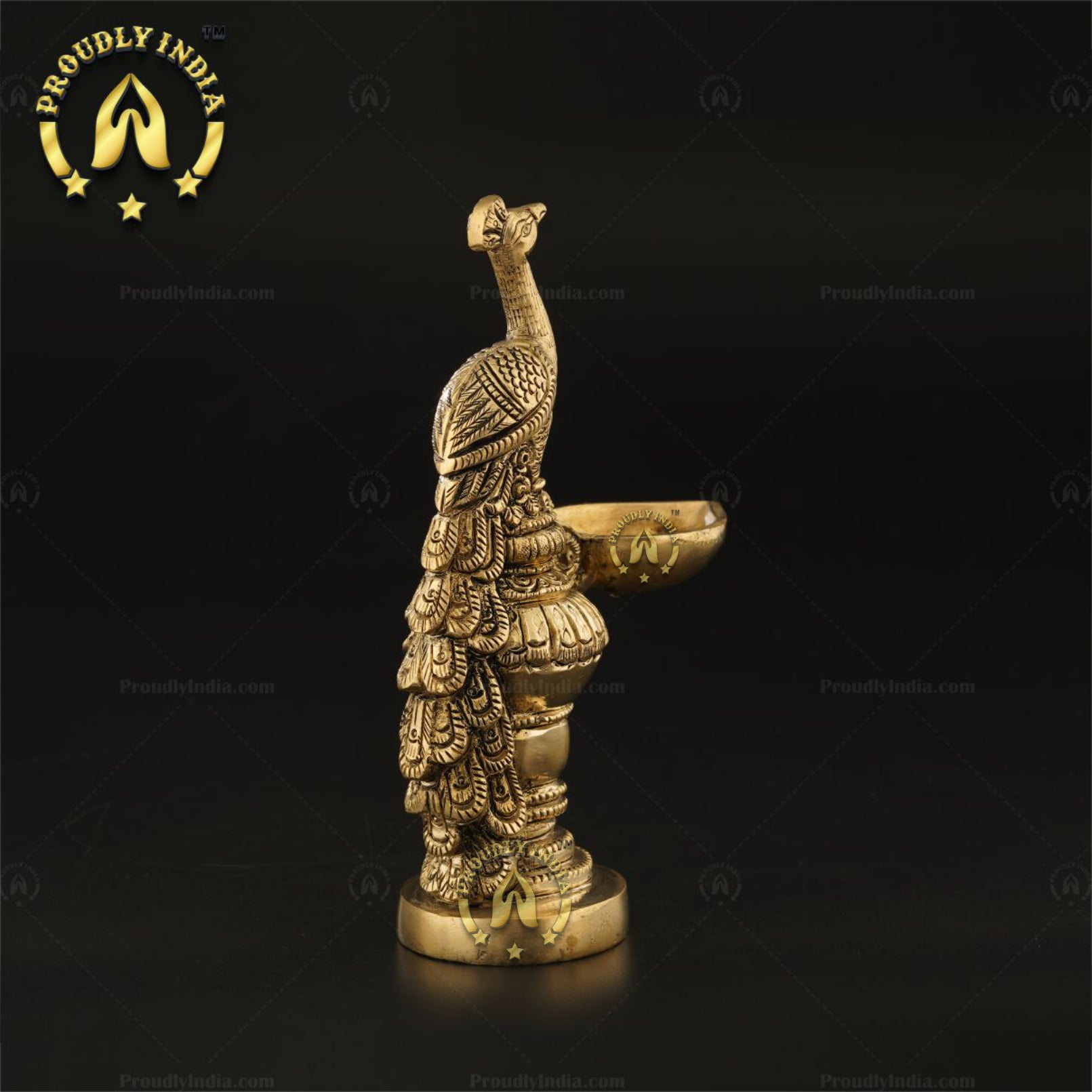 Buy Traditional Brass Handmade Peacock Shape Diya Set