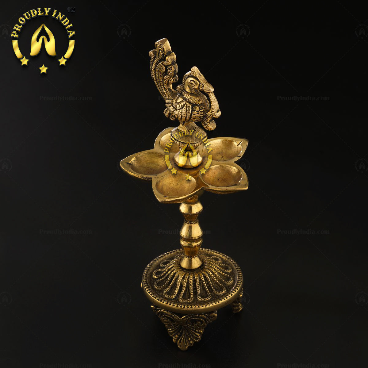 Set of 2 Brass Antique Finish Brass Annam 5 wick Lamp.