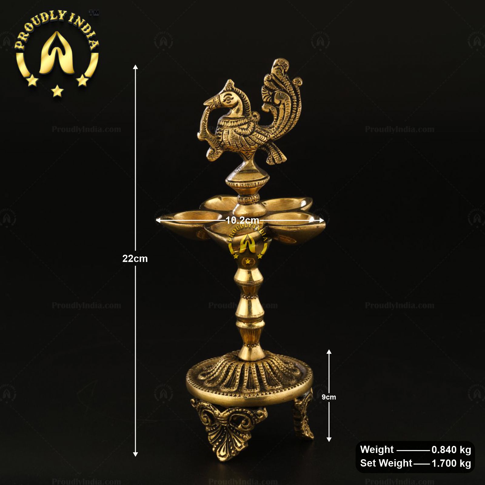 Set of 2 Brass Antique Finish Brass Annam 5 wick Lamp.