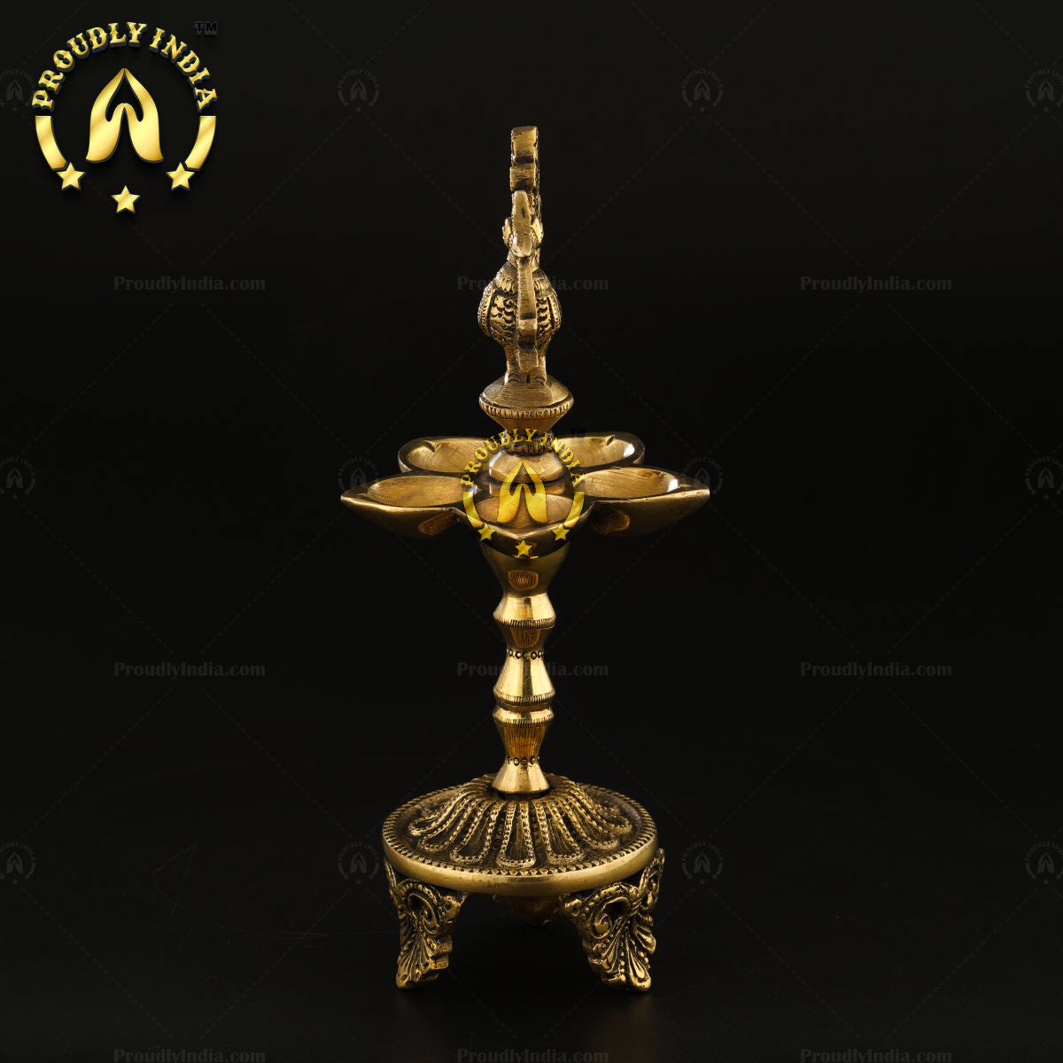 Set of 2 Brass Antique Finish Brass Annam 5 wick Lamp.