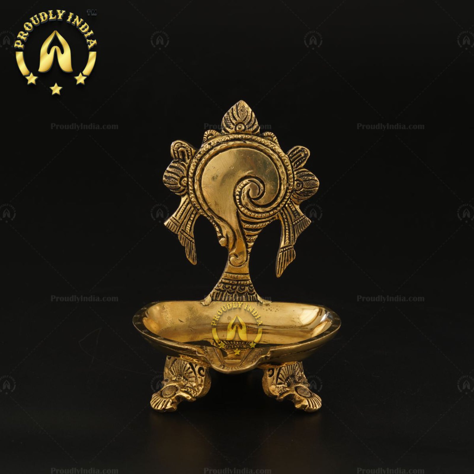 Brass Traditional 2 Sangu Chakram Vilakku Set