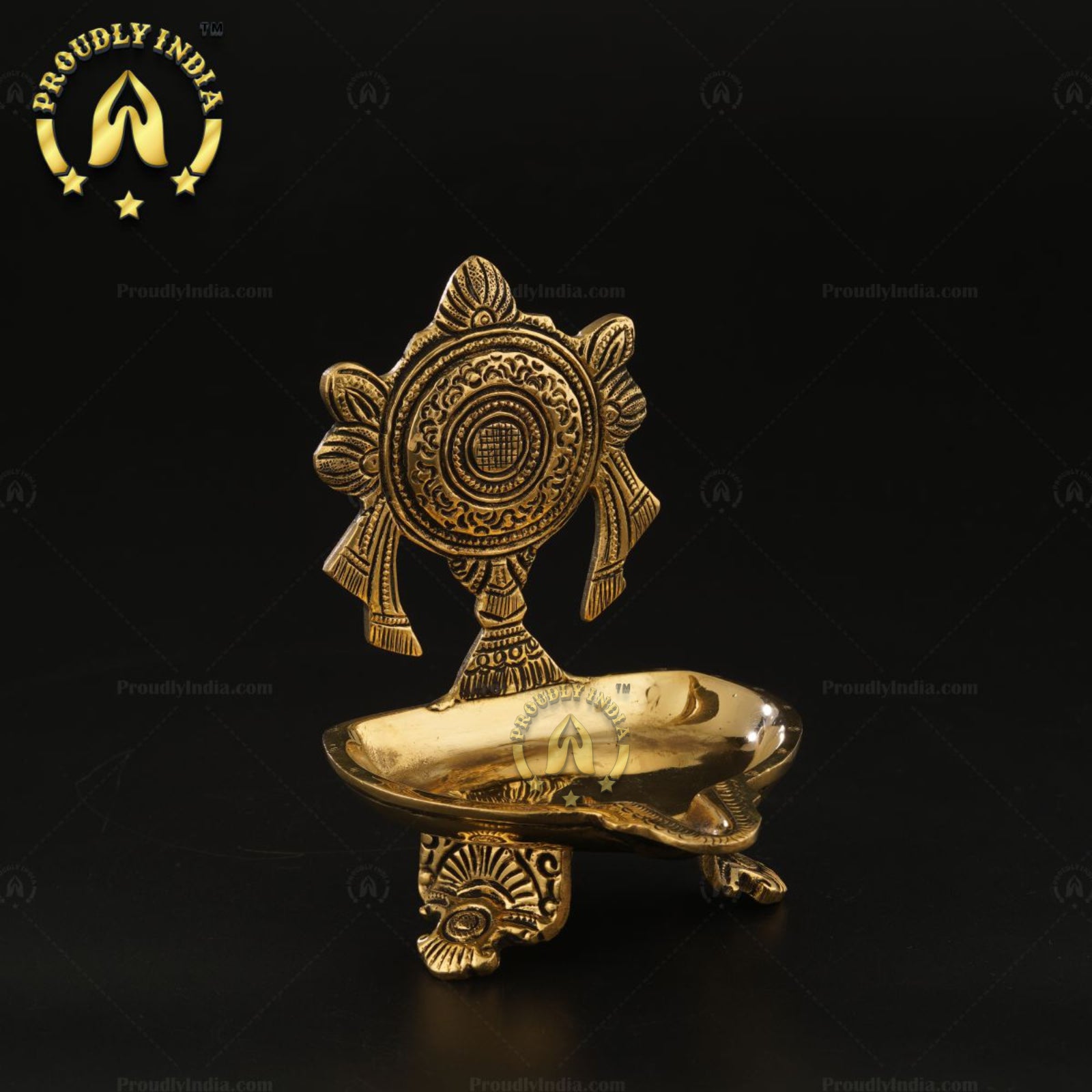 Brass Traditional 2 Sangu Chakram Vilakku Set