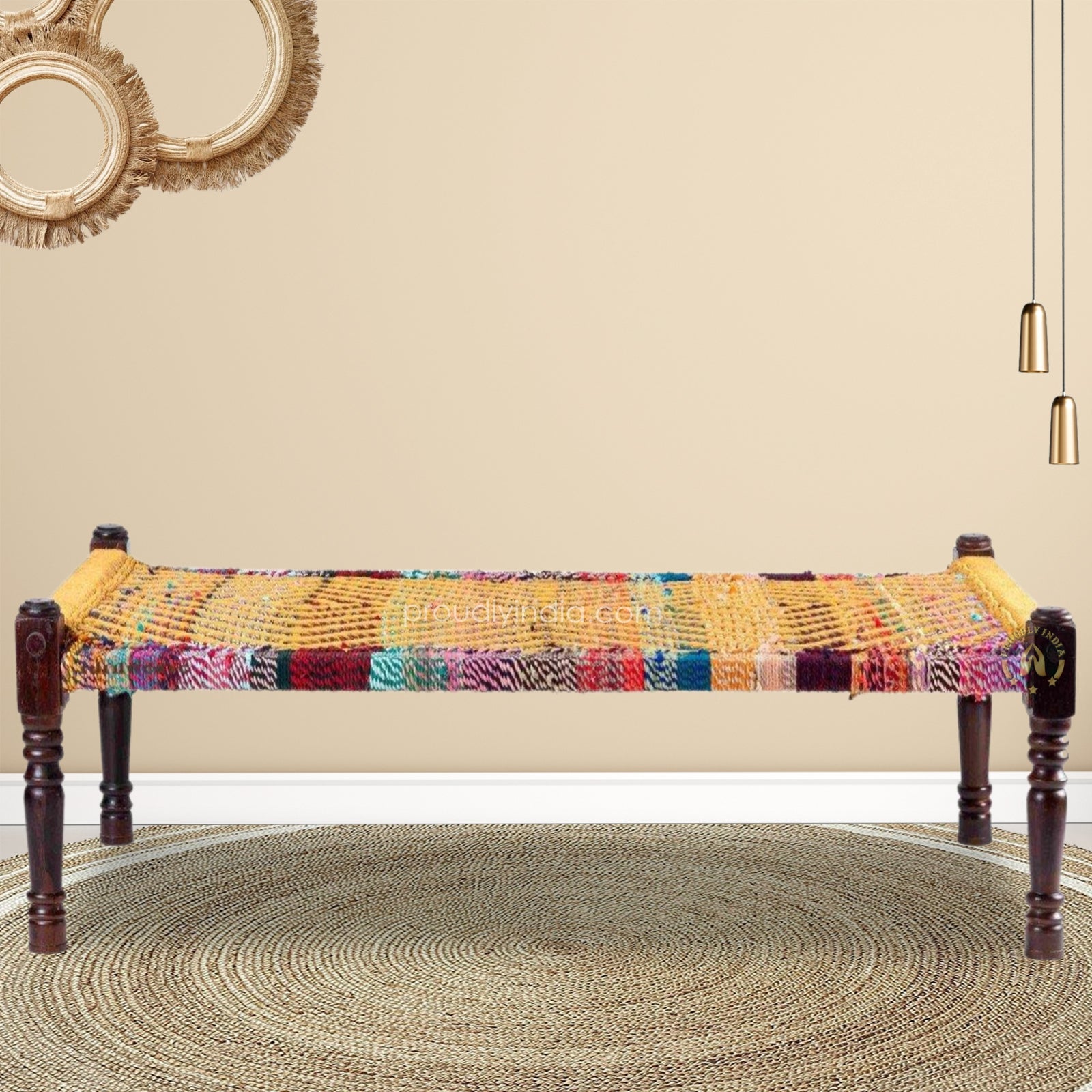 Multicolor And Brown Outdoor Bench