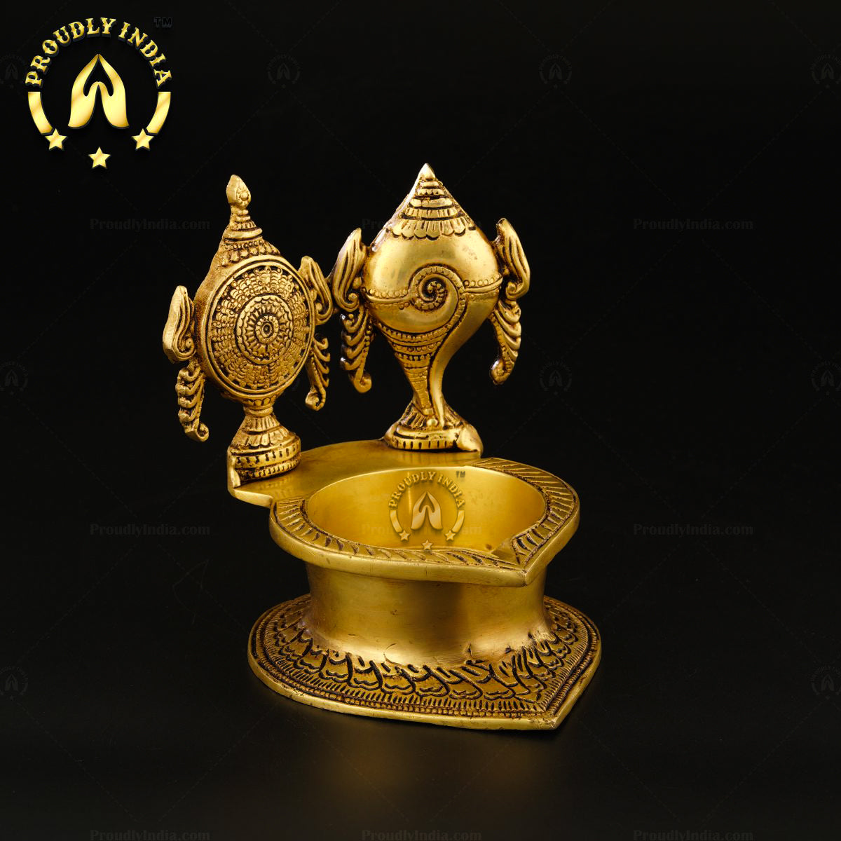 Traditional High Quality Brass Sanghu Chakra Deepam,Table Diya