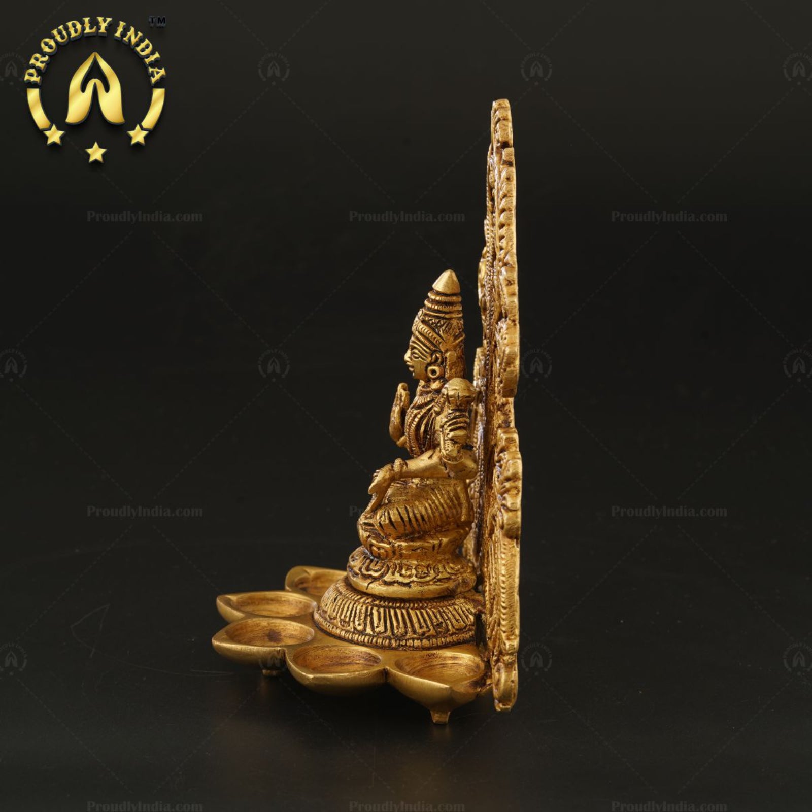 6 Wick Engraved Floral Background Laxmi Diya