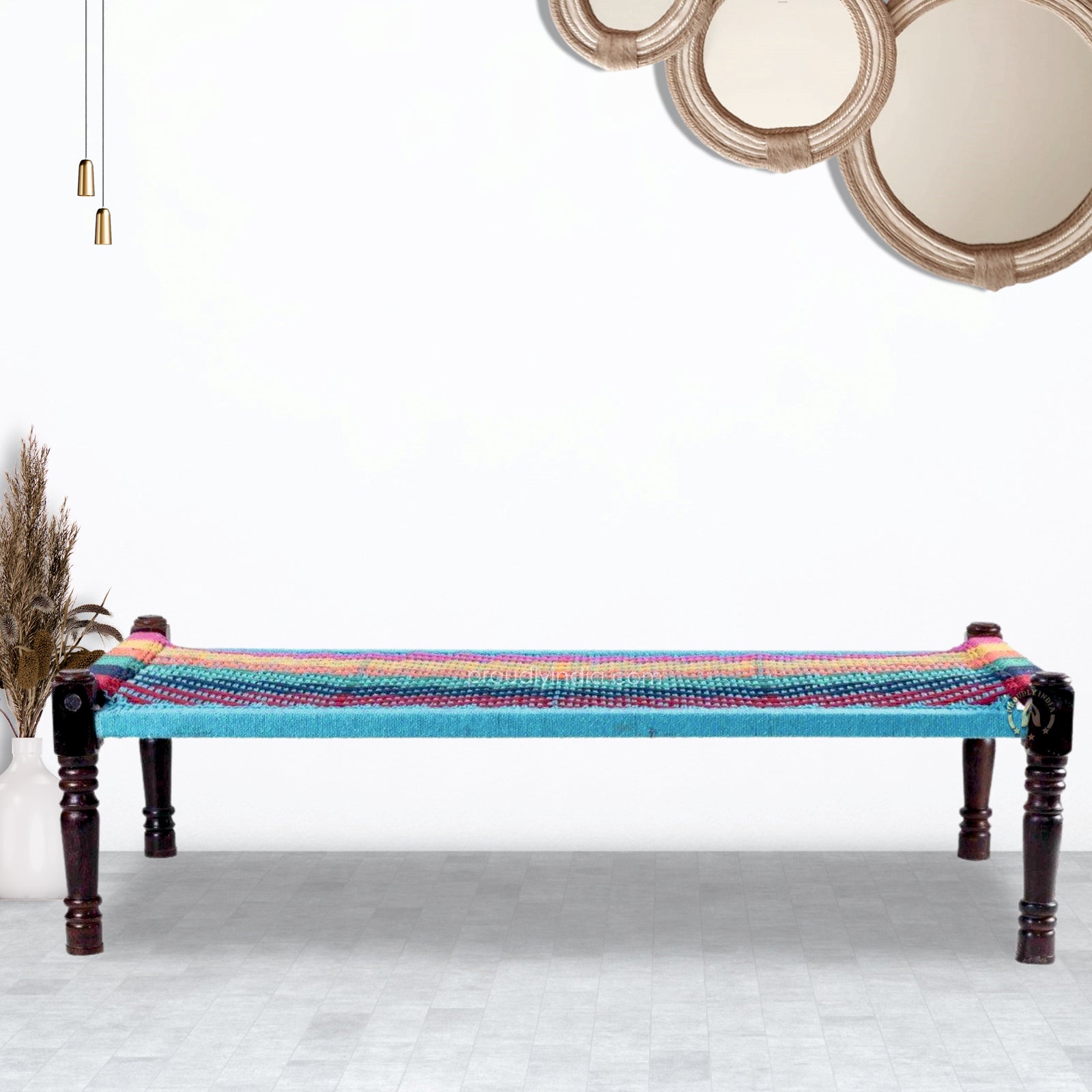 Blue with Multicolor Wooden Daybed