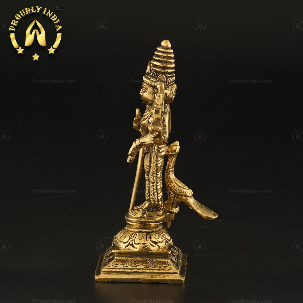 6" Statue Of Murugan with Peacock