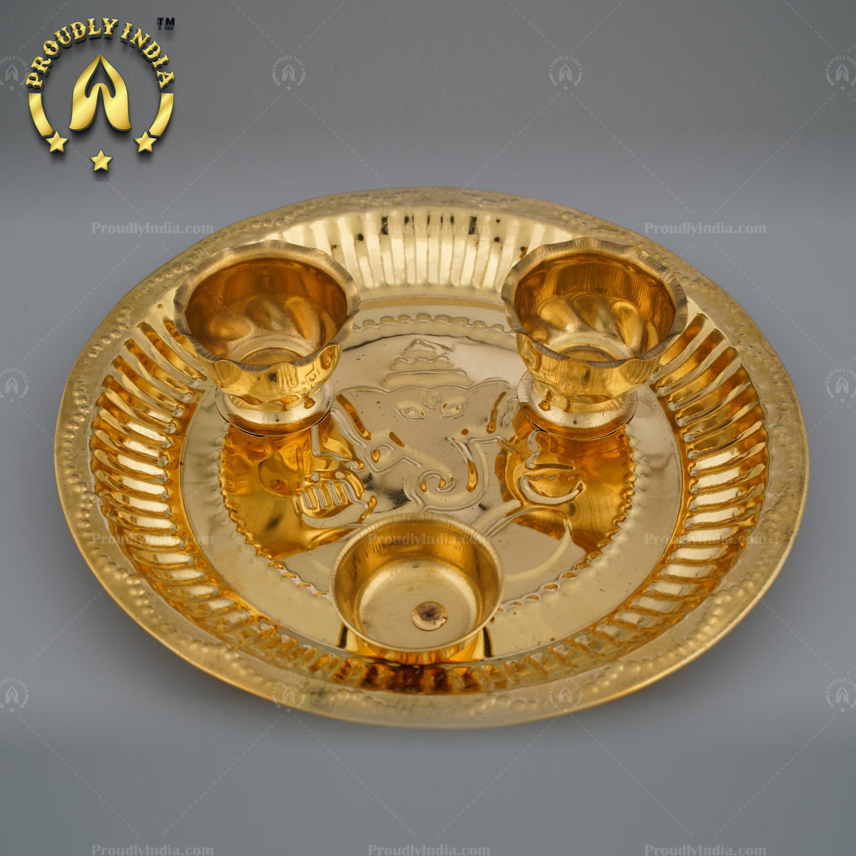 Decorative Brass Pooja Kumkum Thali