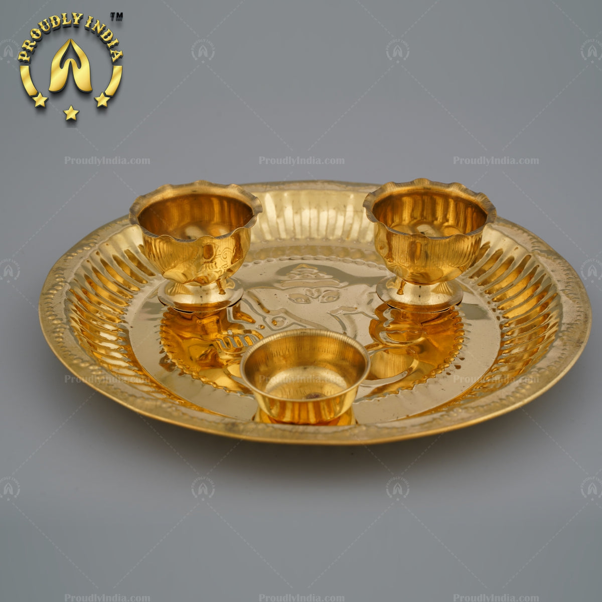 Decorative Brass Pooja Kumkum Thali