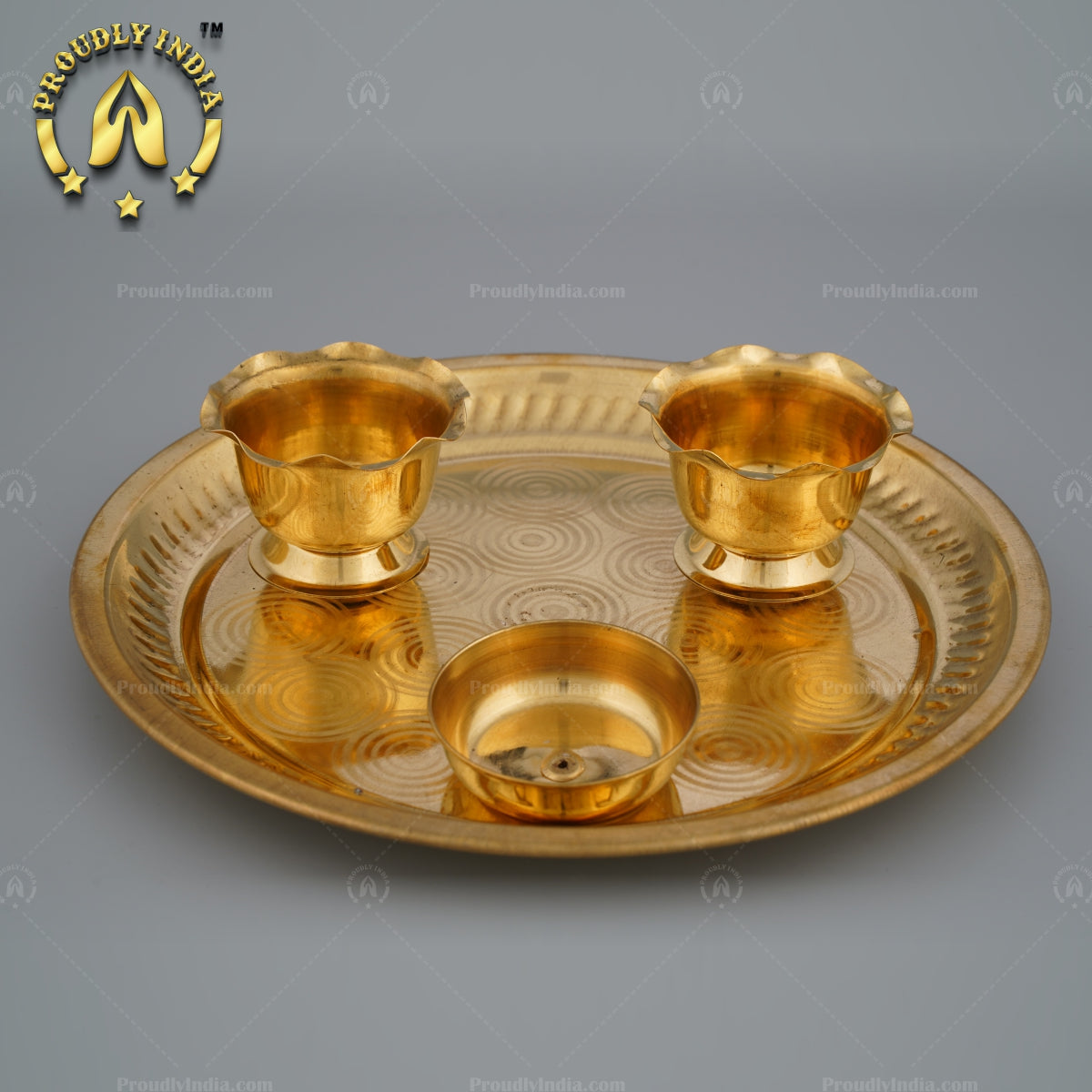 Traditional Pure Brass Puja Kumkum Haldi Thali