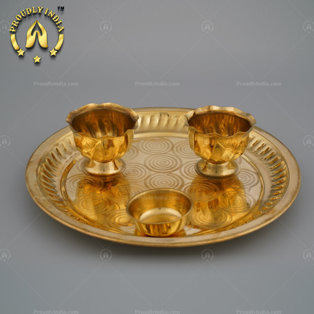 Traditional Pure Brass Puja Kumkum Haldi Thali