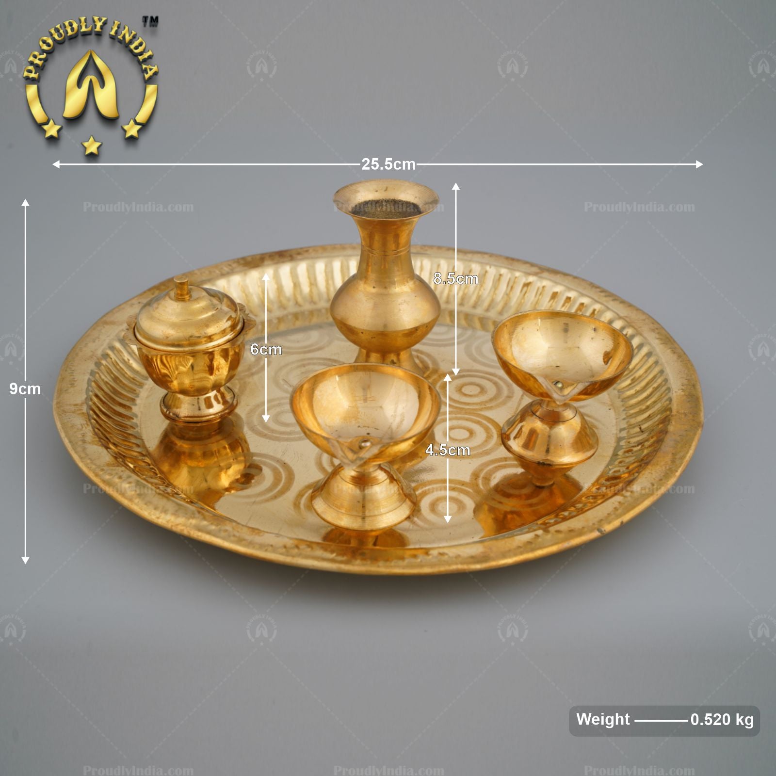 Authentic Pure Brass Pooja Kumkum Thali