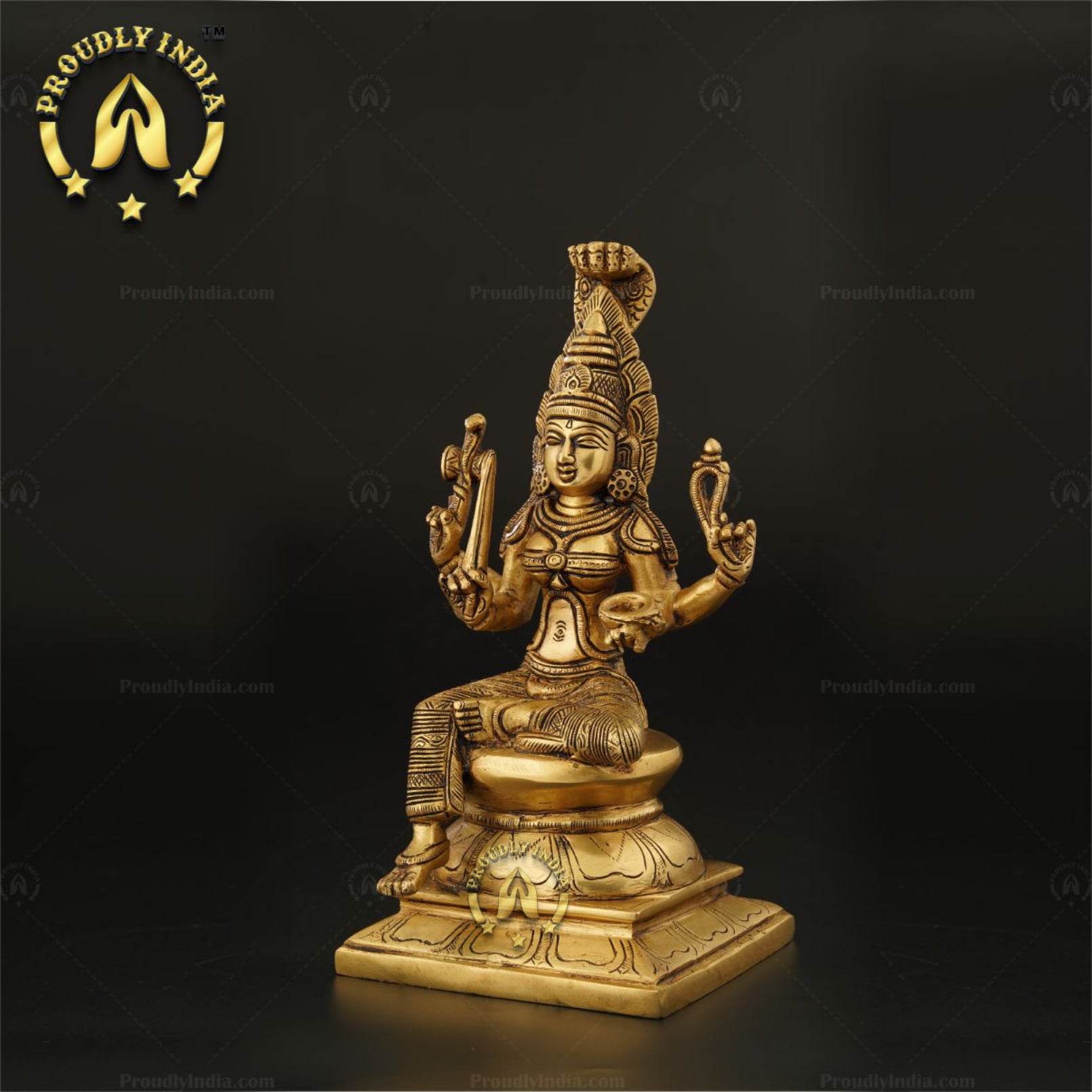 10" Goddess Mariamman Brass Statue