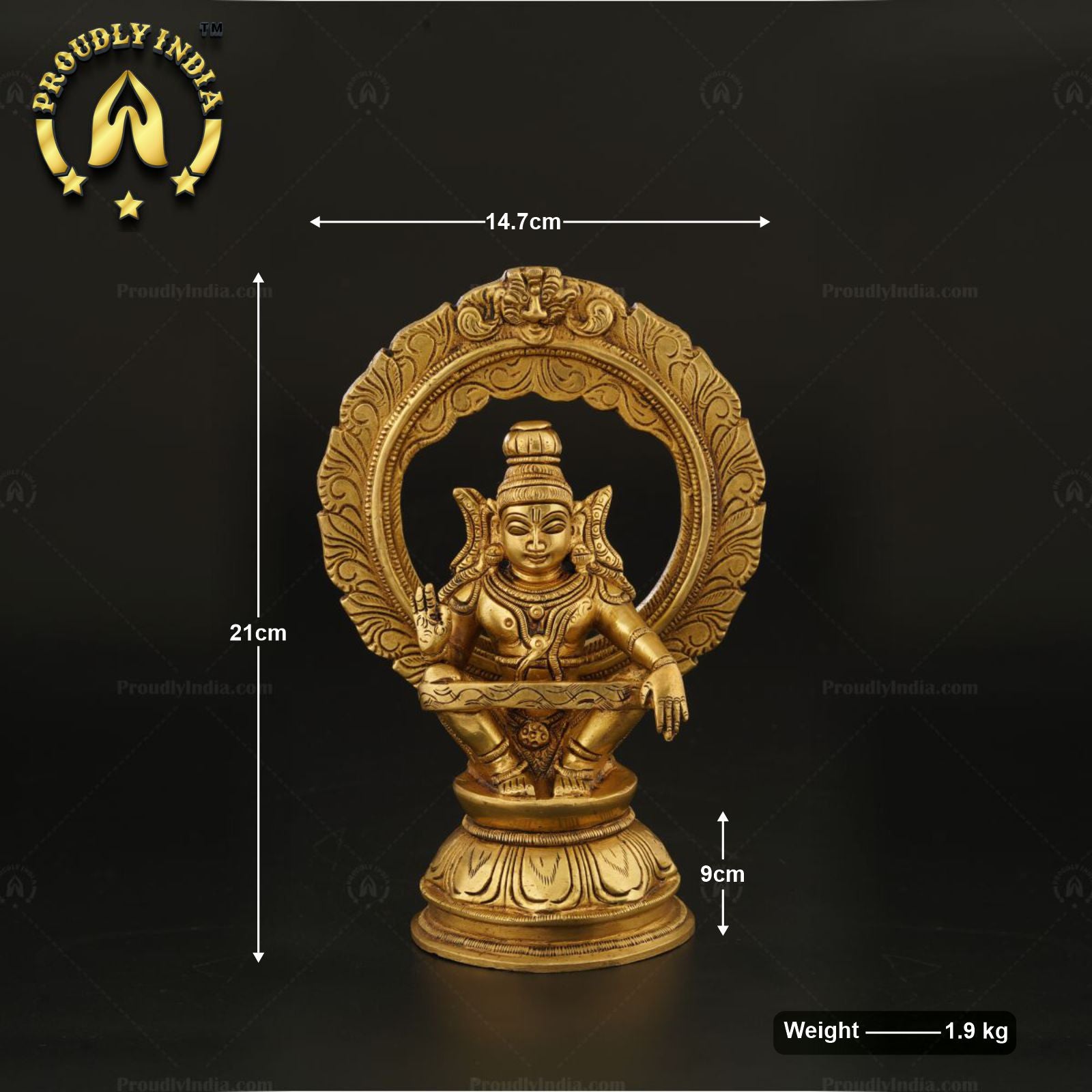 Indian Traditional Handcrafted Brass Ayyappan Statue