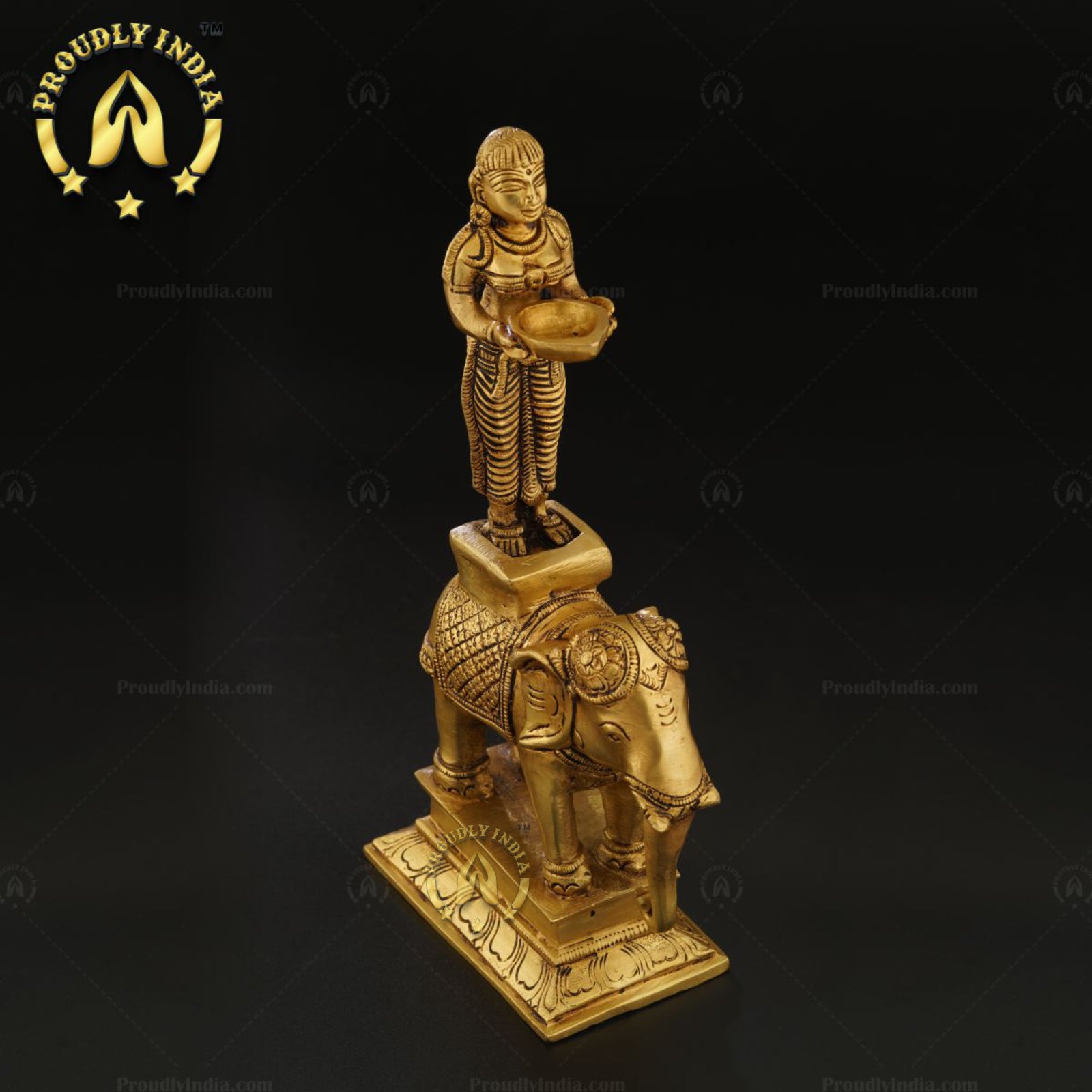 Set of 2 Brass Paavai elephent Diya
