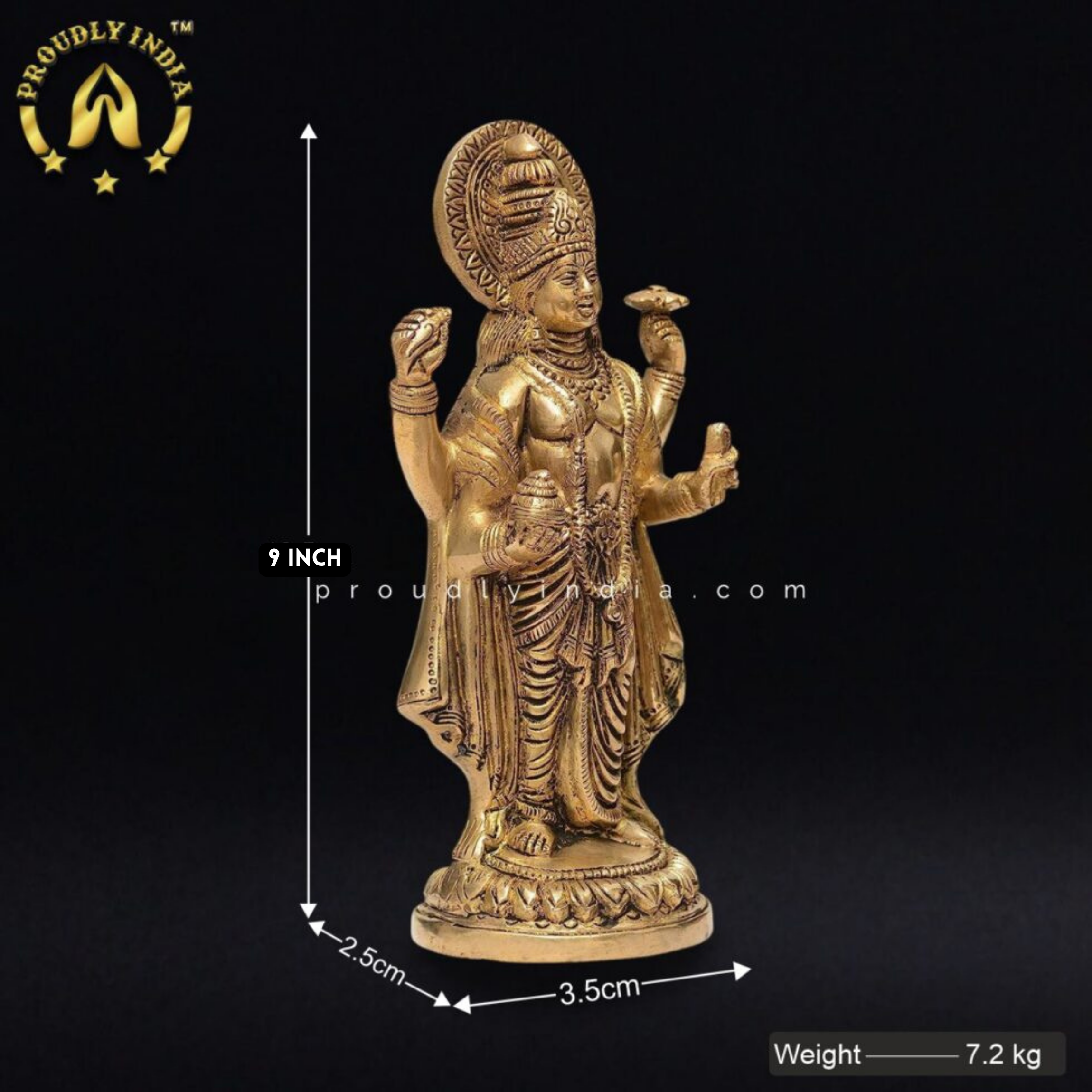 9" Brass Idol Dhanvantri Statue