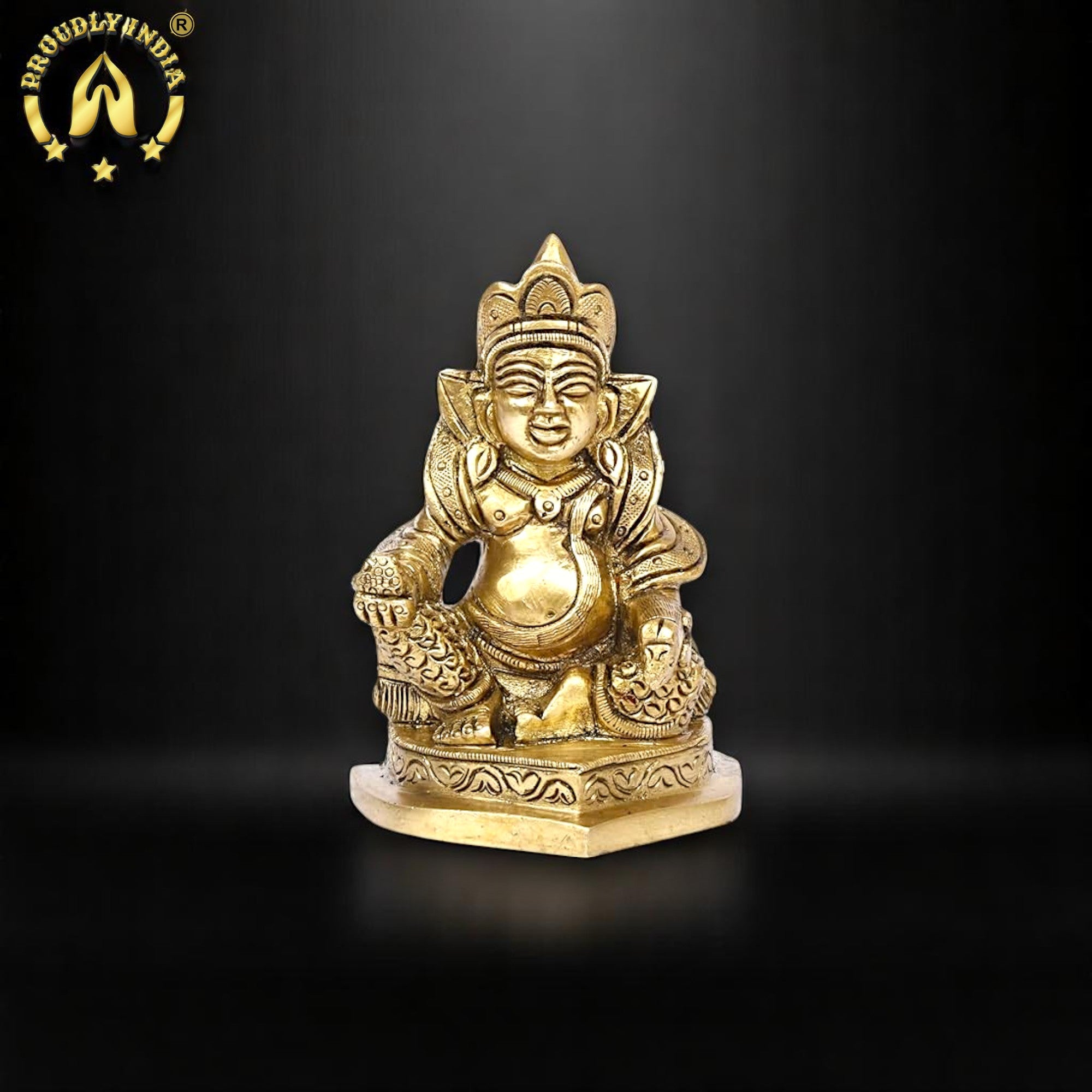 4.5" Brass Lord of treasure Kuber Idol