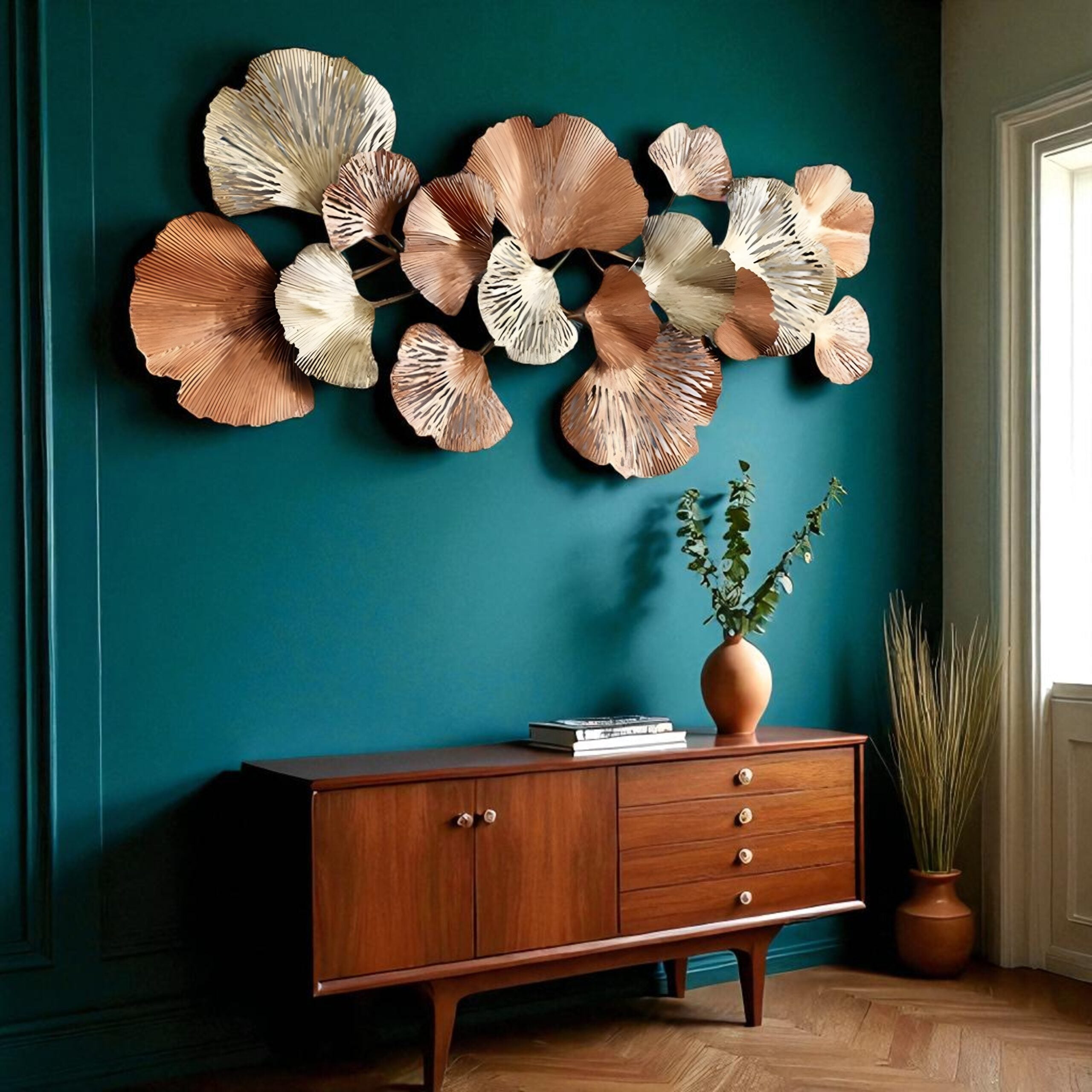 Copper Petal Rhapsody Metal Wall Art