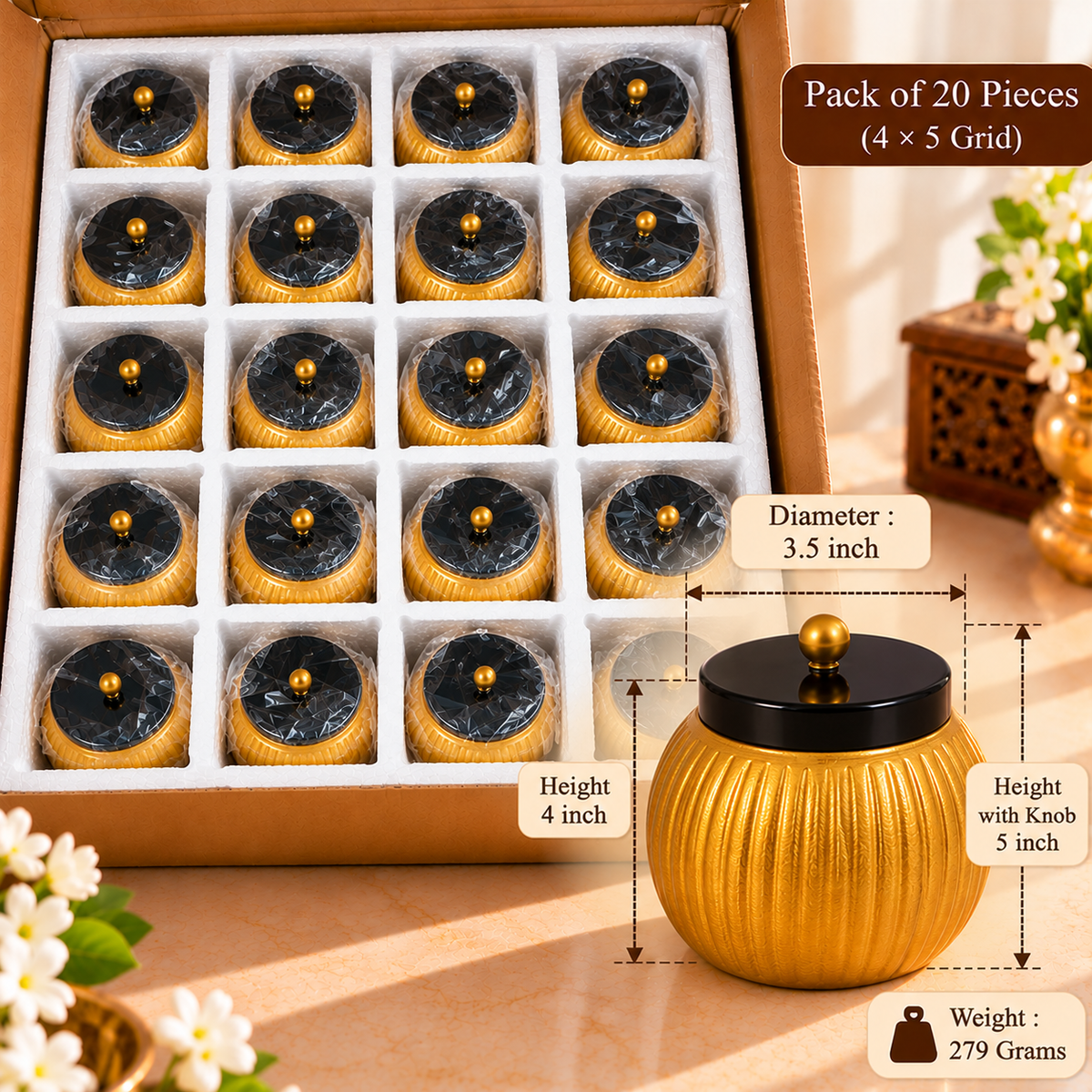 5" Gold Pichwai Jar ( Set of 20 )