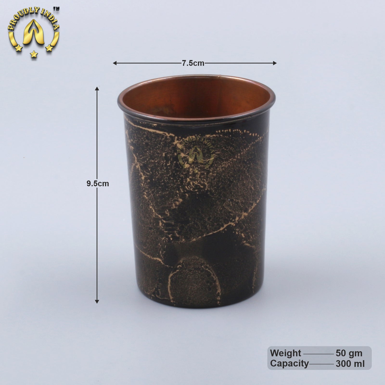 Copper Black Enamelled Bottle With 2 Glasses