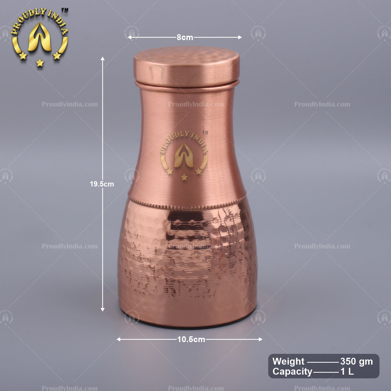 Hammered Copper Water Bottle With 2 Glass