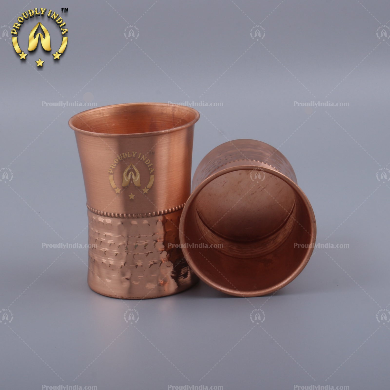 Hammered Copper Water Bottle With 2 Glass