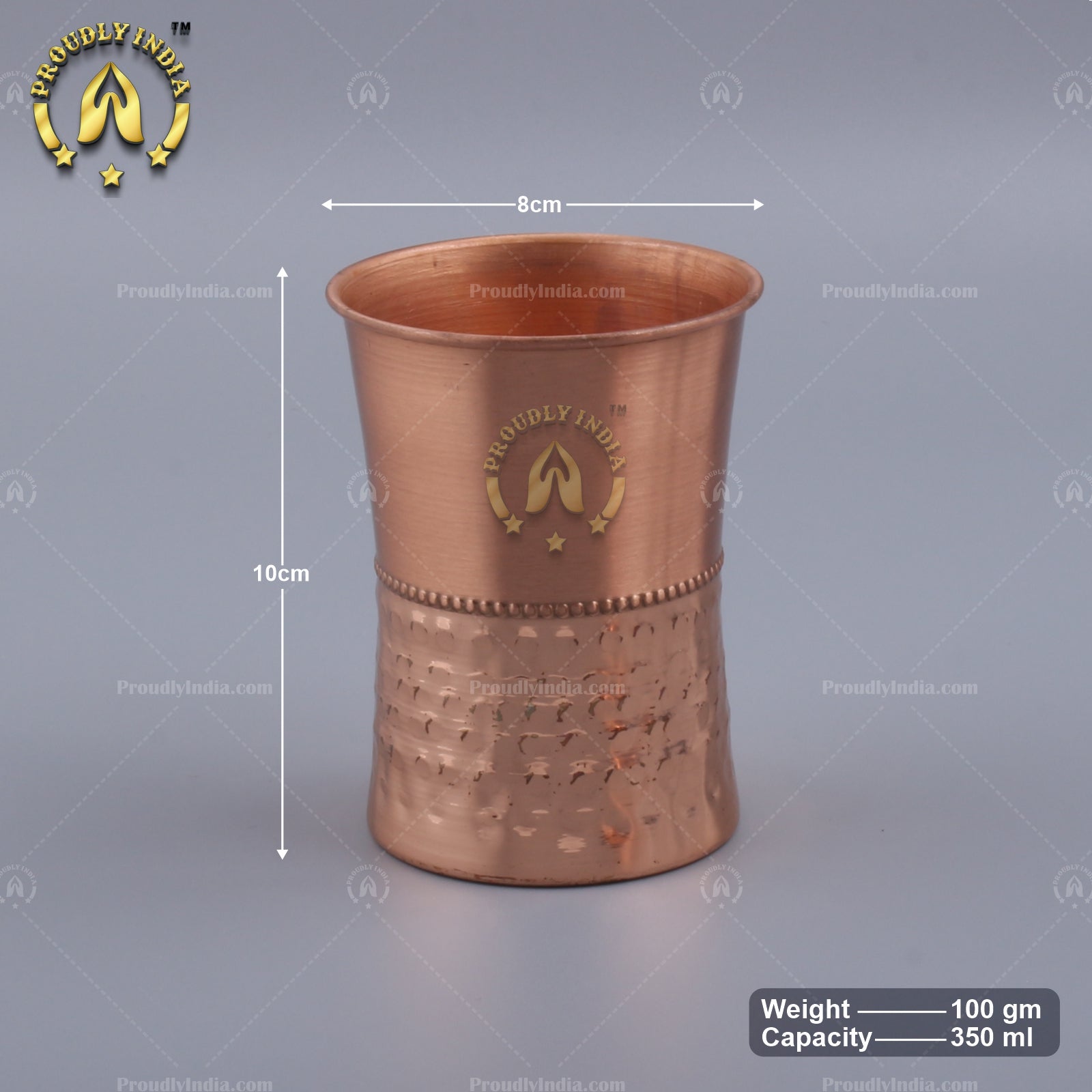 Hammered Copper Water Bottle With 2 Glass