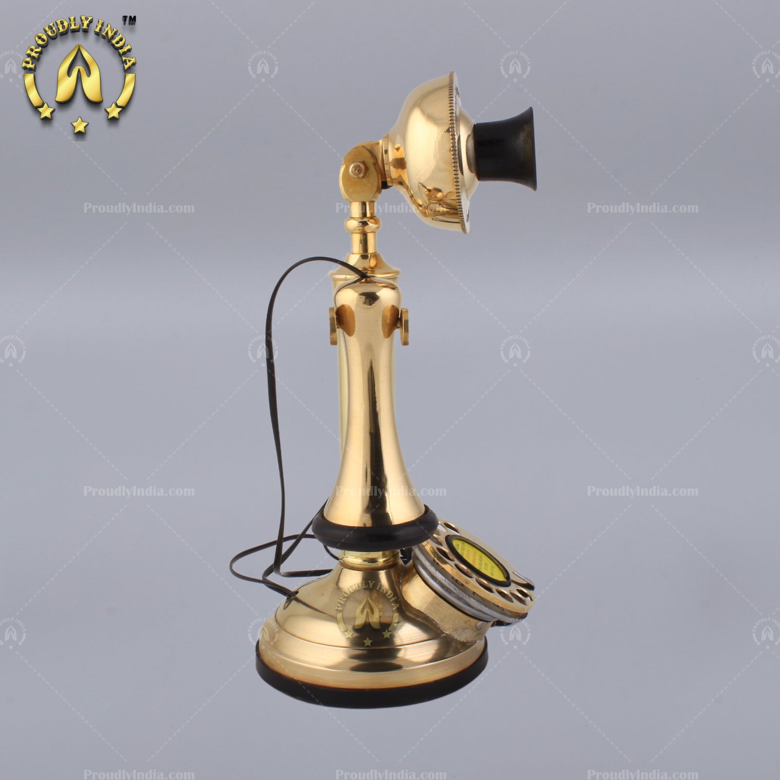 Gold Metal Brass Pot Candle Stick Retro Telephone