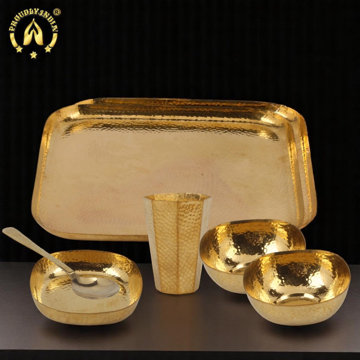 6 Piece Square Brass Dinner Set