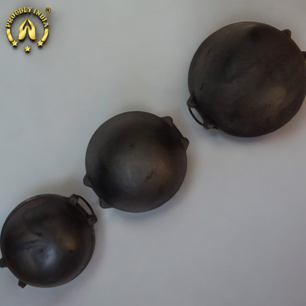 Cast iron Set of 3 Cheenachatti Kadai