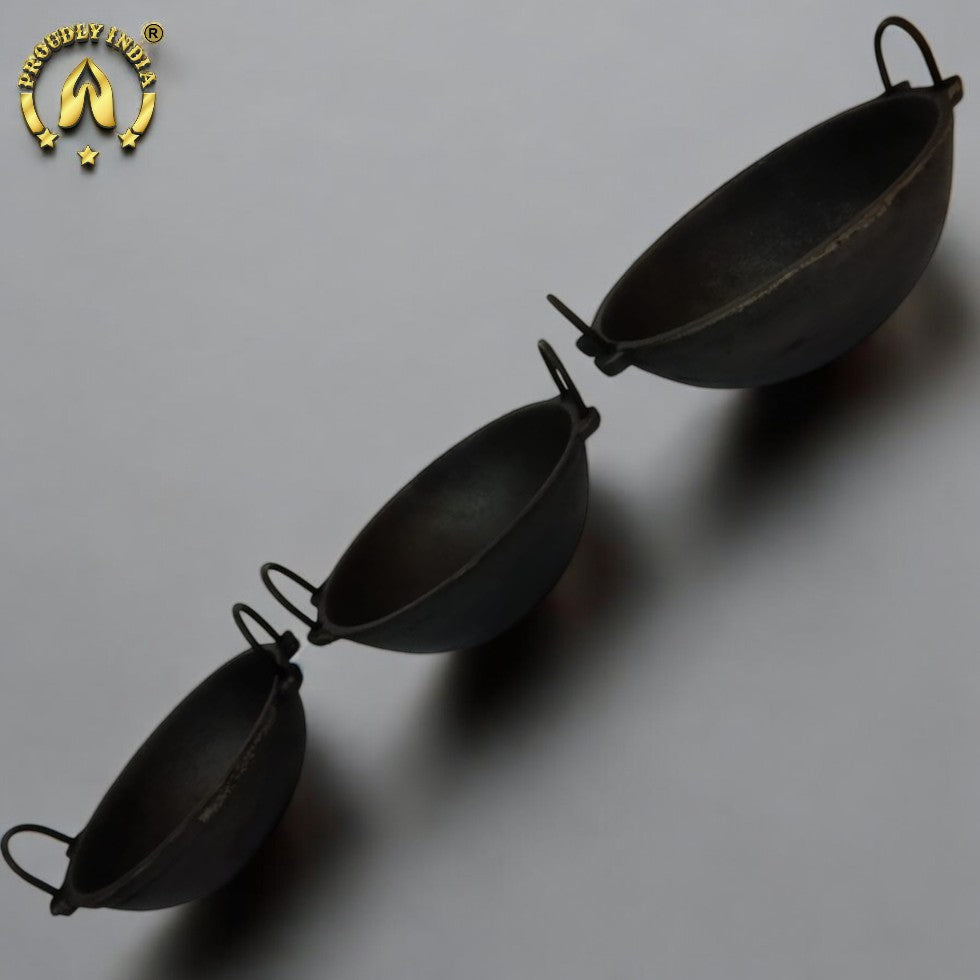 Cast iron Set of 3 Cheenachatti Kadai