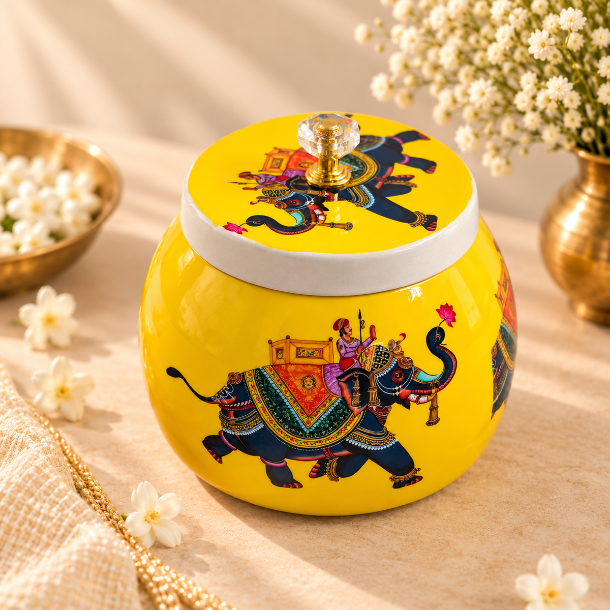 5" Yellow Pichwai Jar ( Set of 20 )