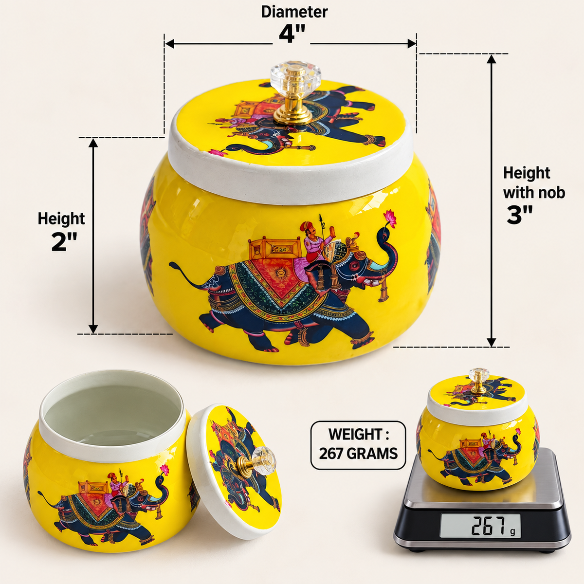 5" Yellow Pichwai Jar ( Set of 20 )