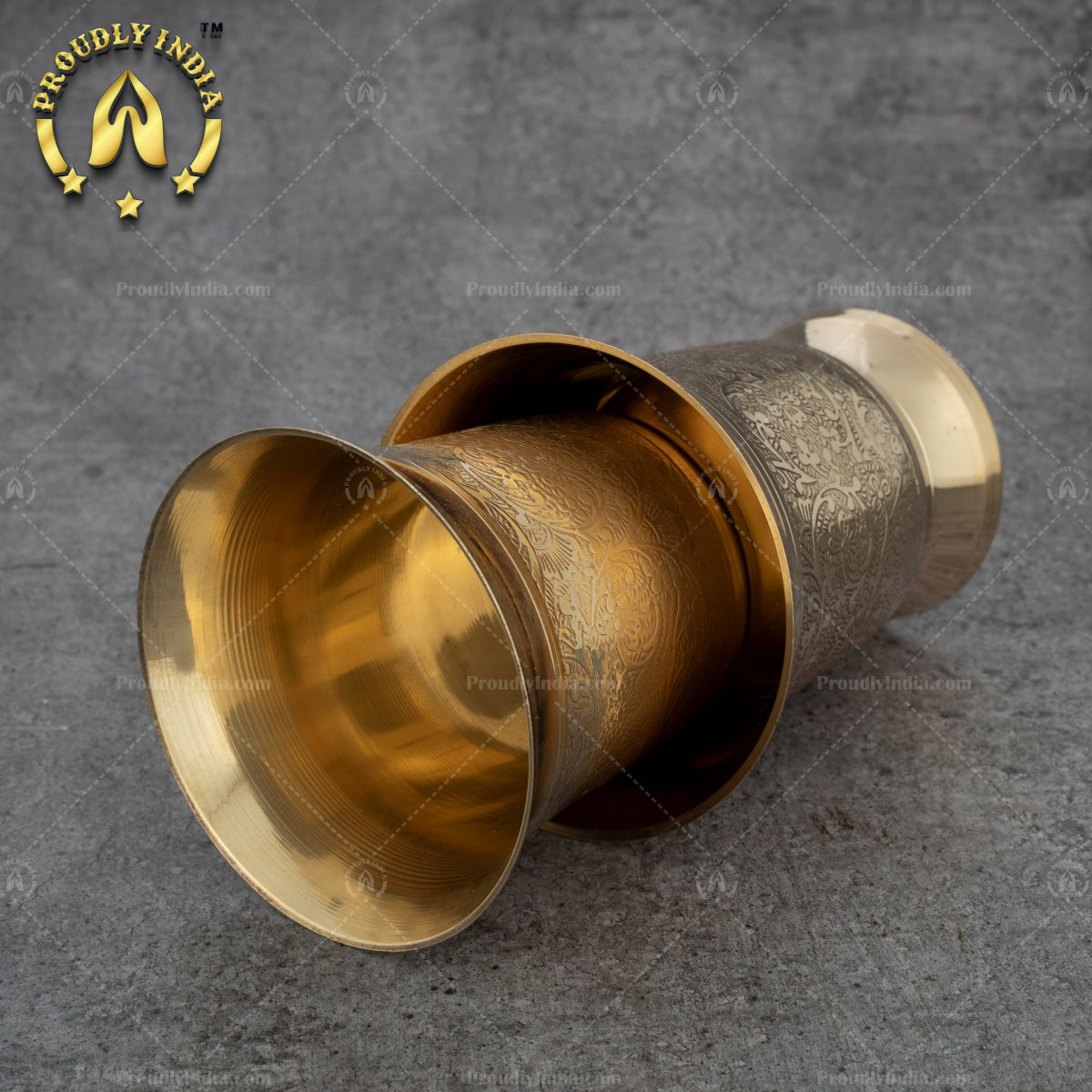 Set of 2 Embossed Heavy Brass Tumbler