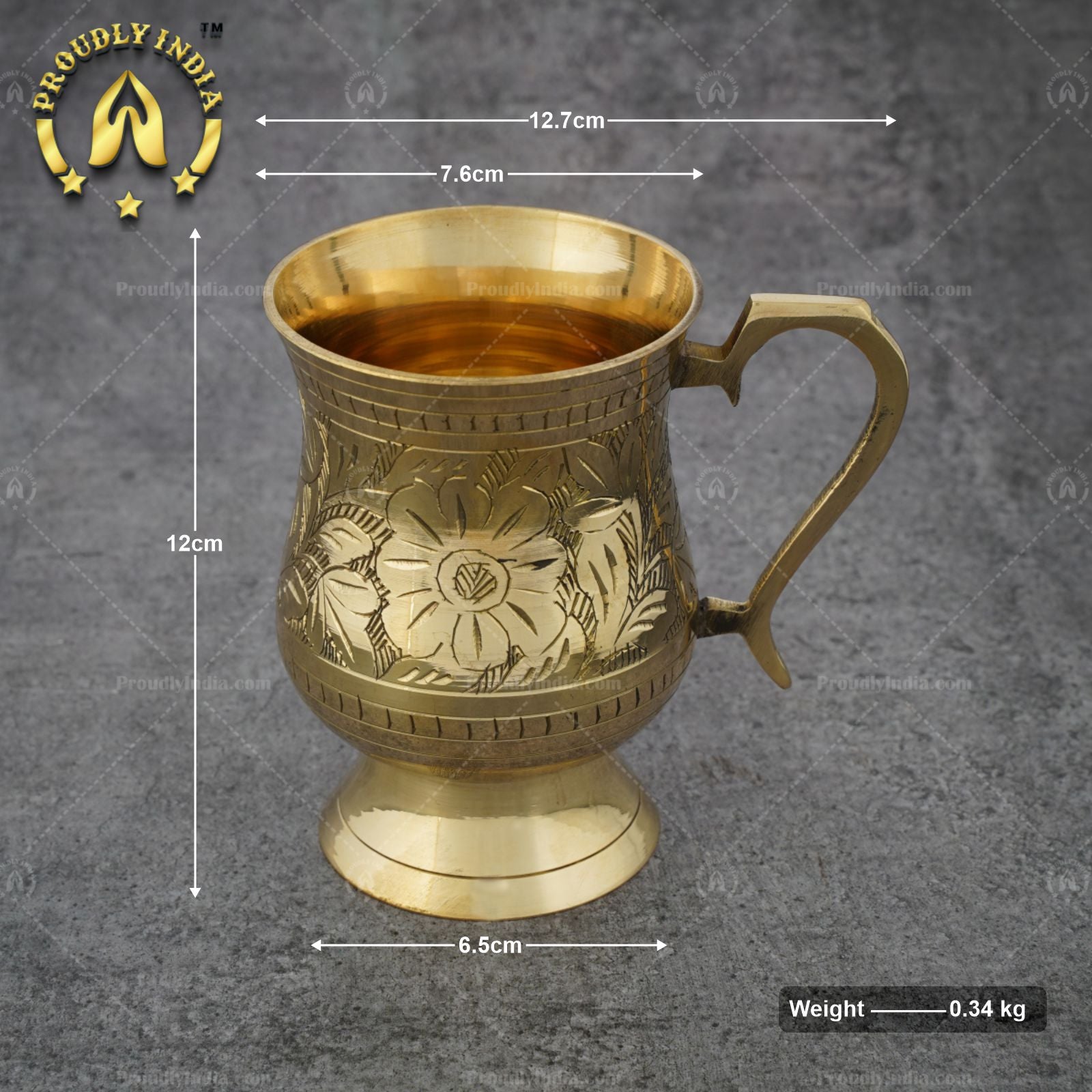 Brass Mughlai Design Mug 415 ml