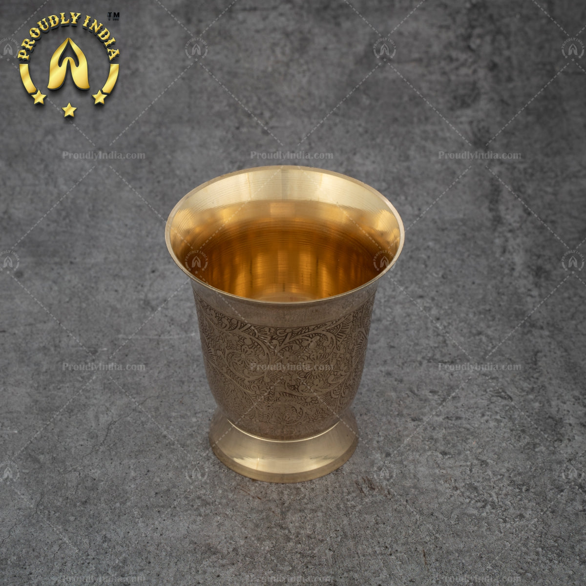 Set of 2 Embossed Heavy Brass Tumbler