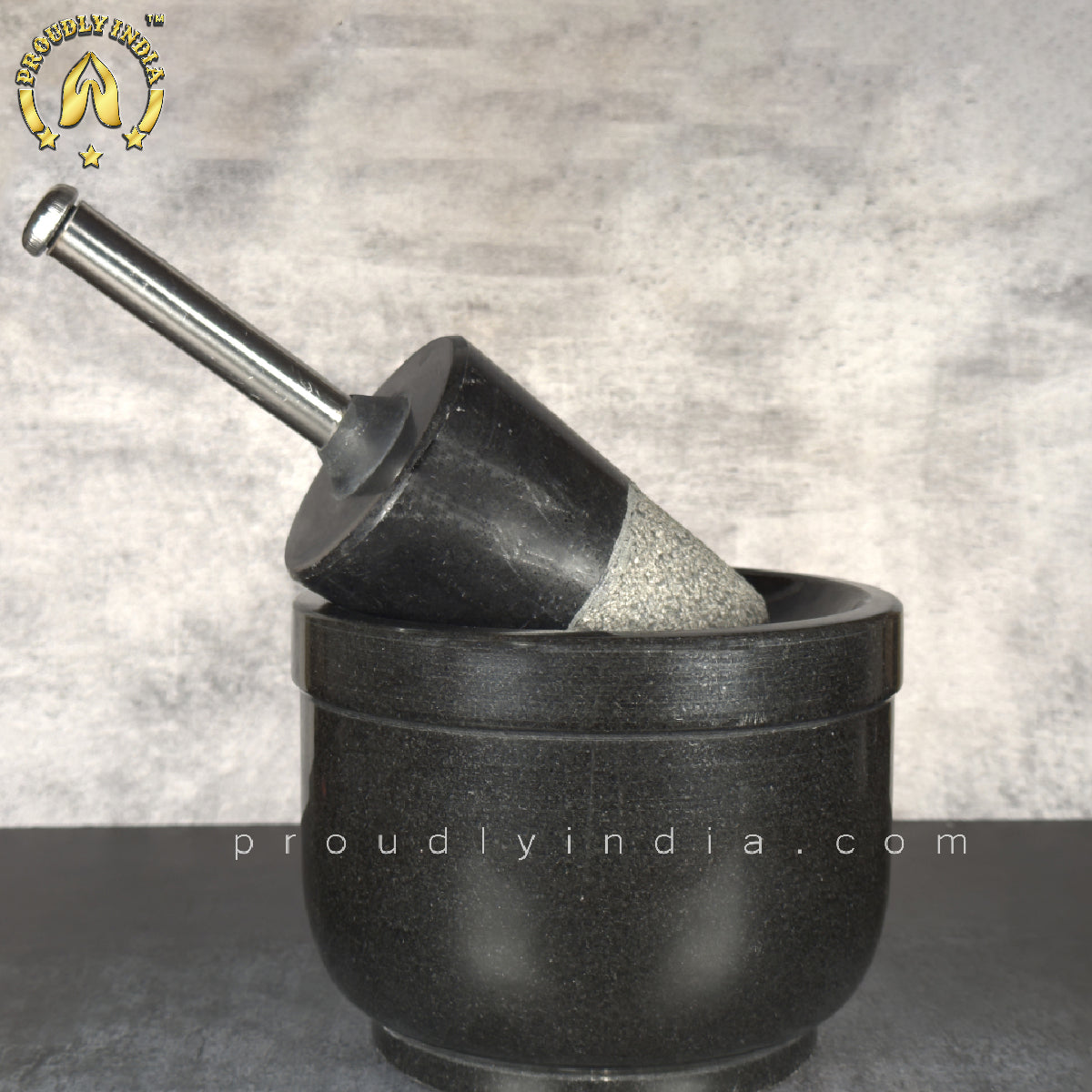 8 Inch Black Granite Aatukal | Manual Hand Grinder | Molcajete
