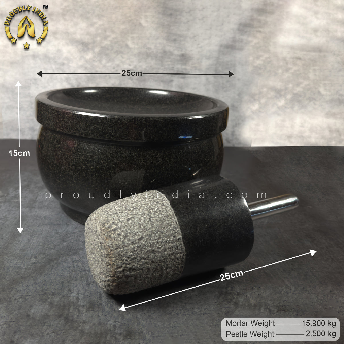 10 Inch Black Granite Aatukal | Manual Hand Grinder | Molcajete